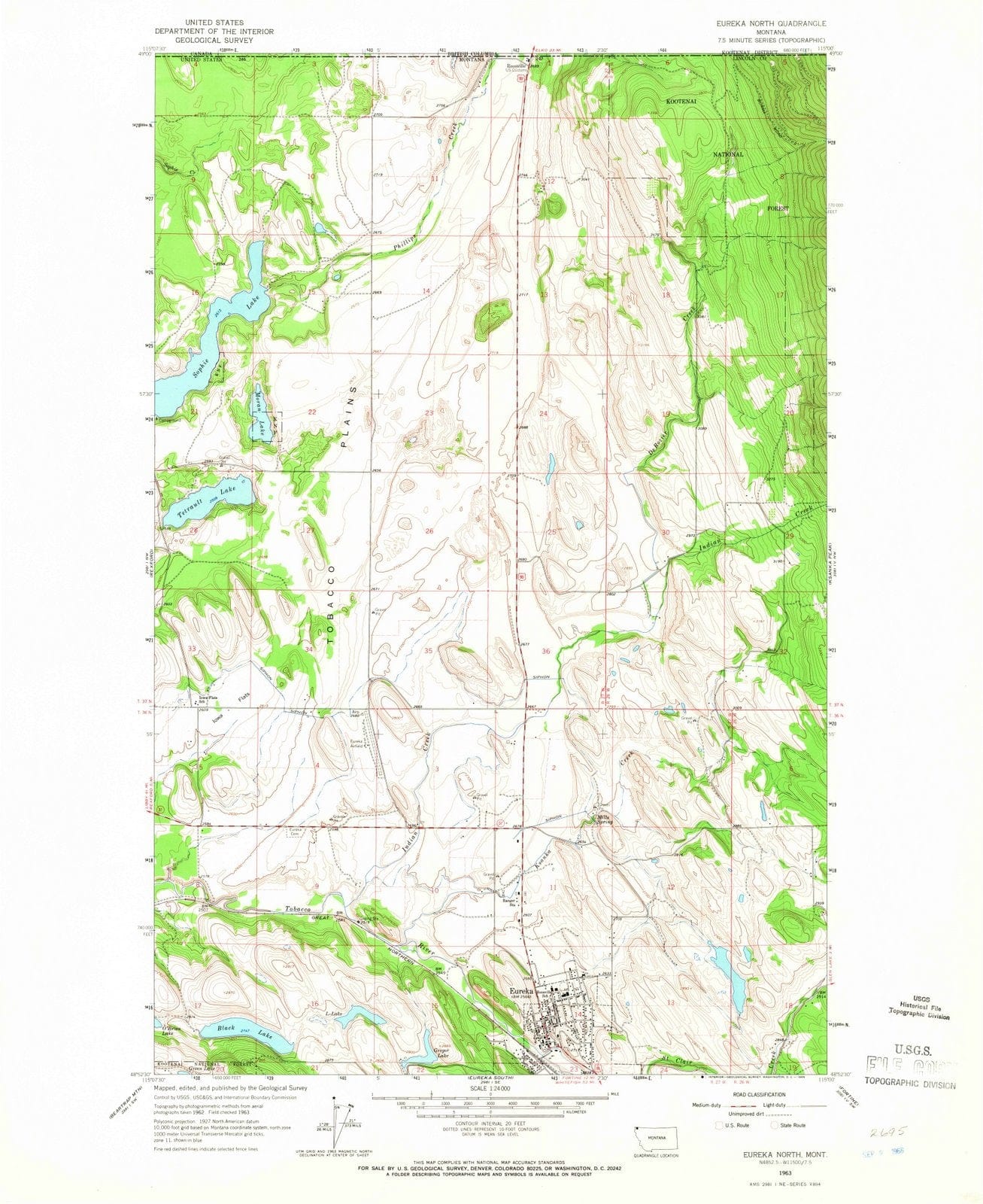 1963 Eureka North, MT - Montana - USGS Topographic Map