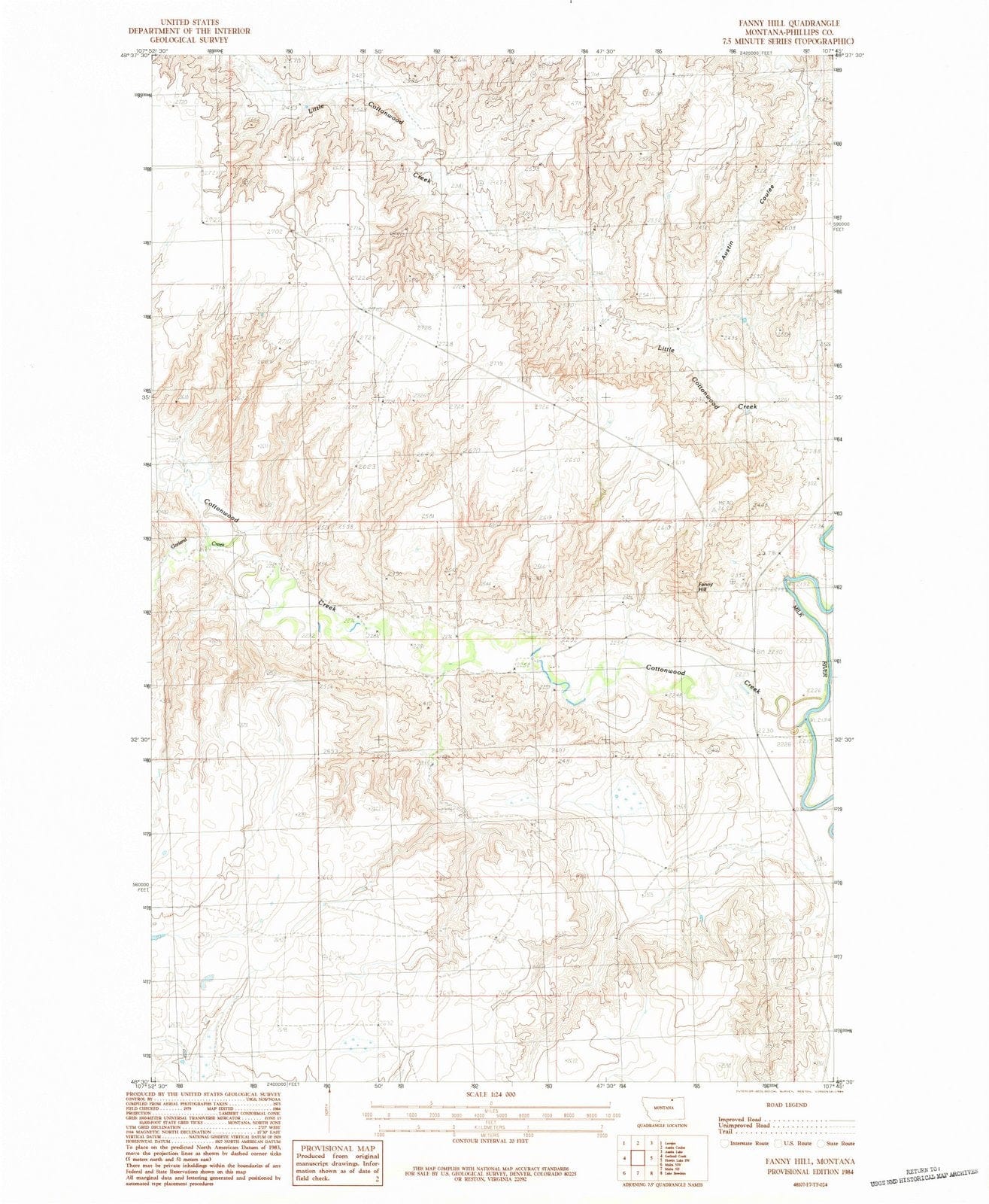 1984 Fanny Hill, MT - Montana - USGS Topographic Map