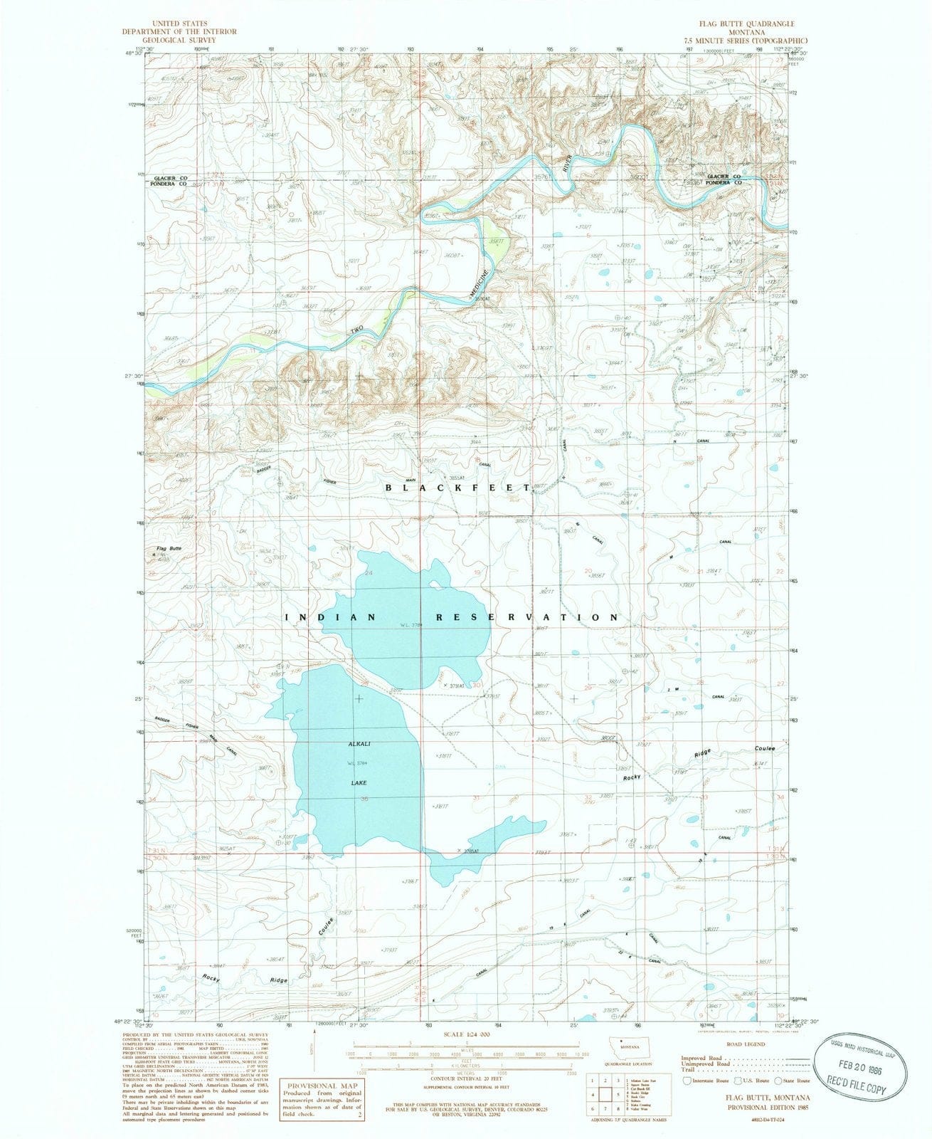 1985 Flag Butte, MT - Montana - USGS Topographic Map