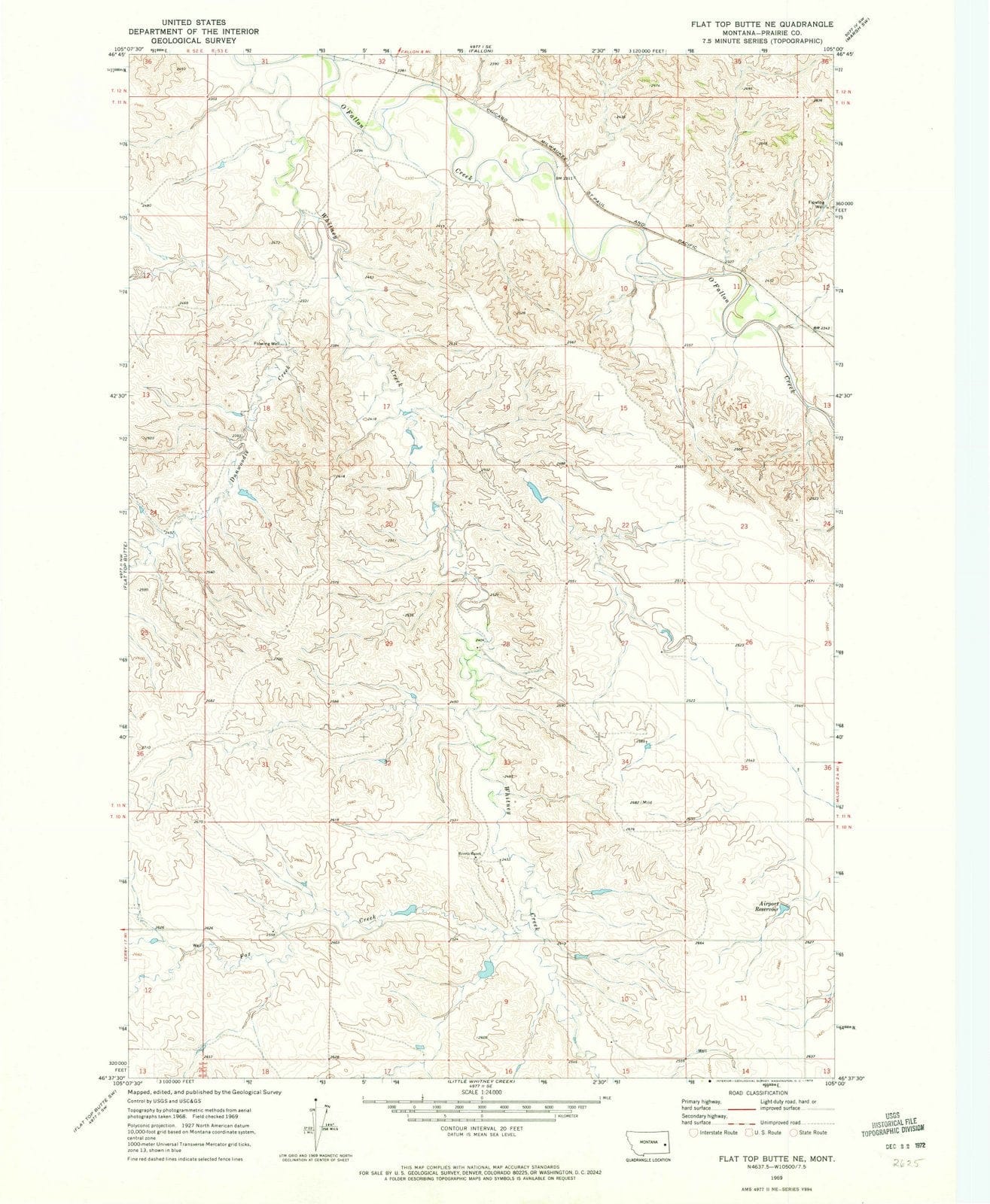 1969 Flat Top Butte, MT - Montana - USGS Topographic Map