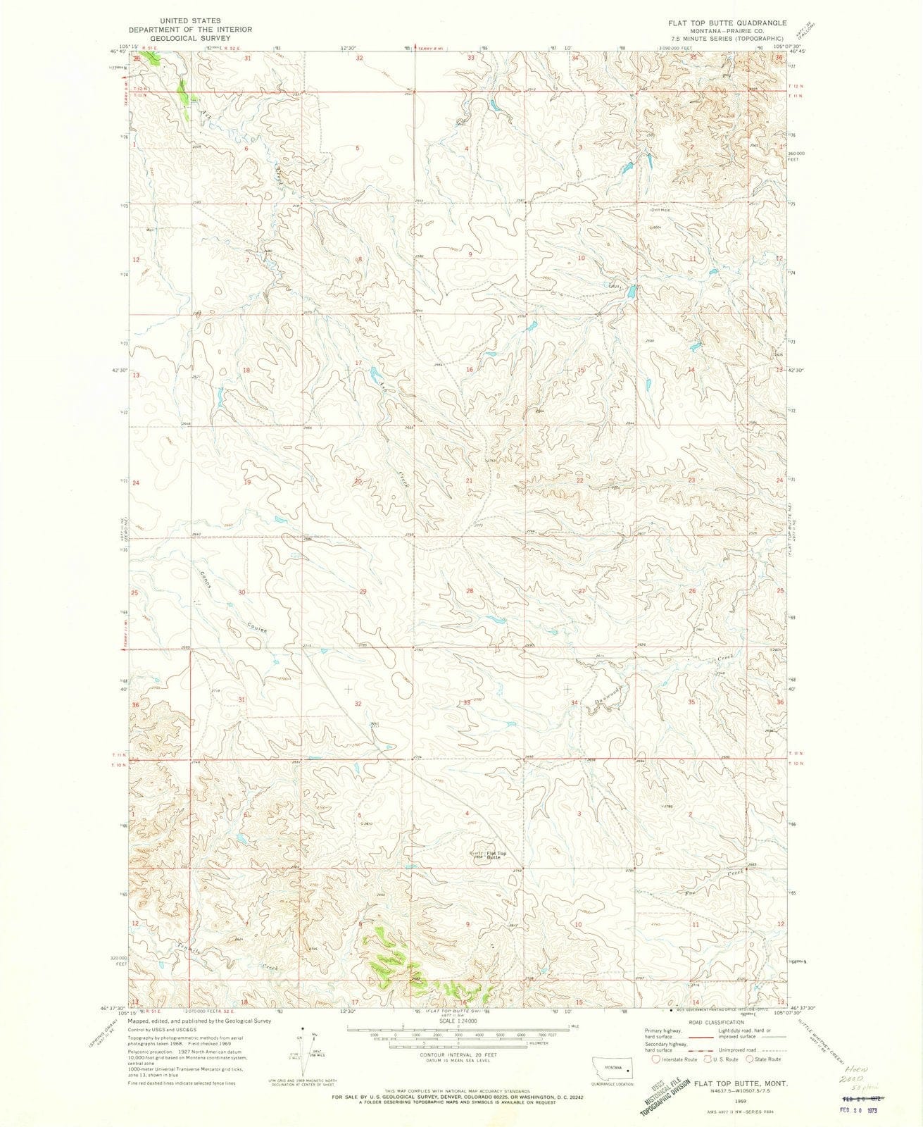 1969 Flat Top Butte, MT - Montana - USGS Topographic Map v3