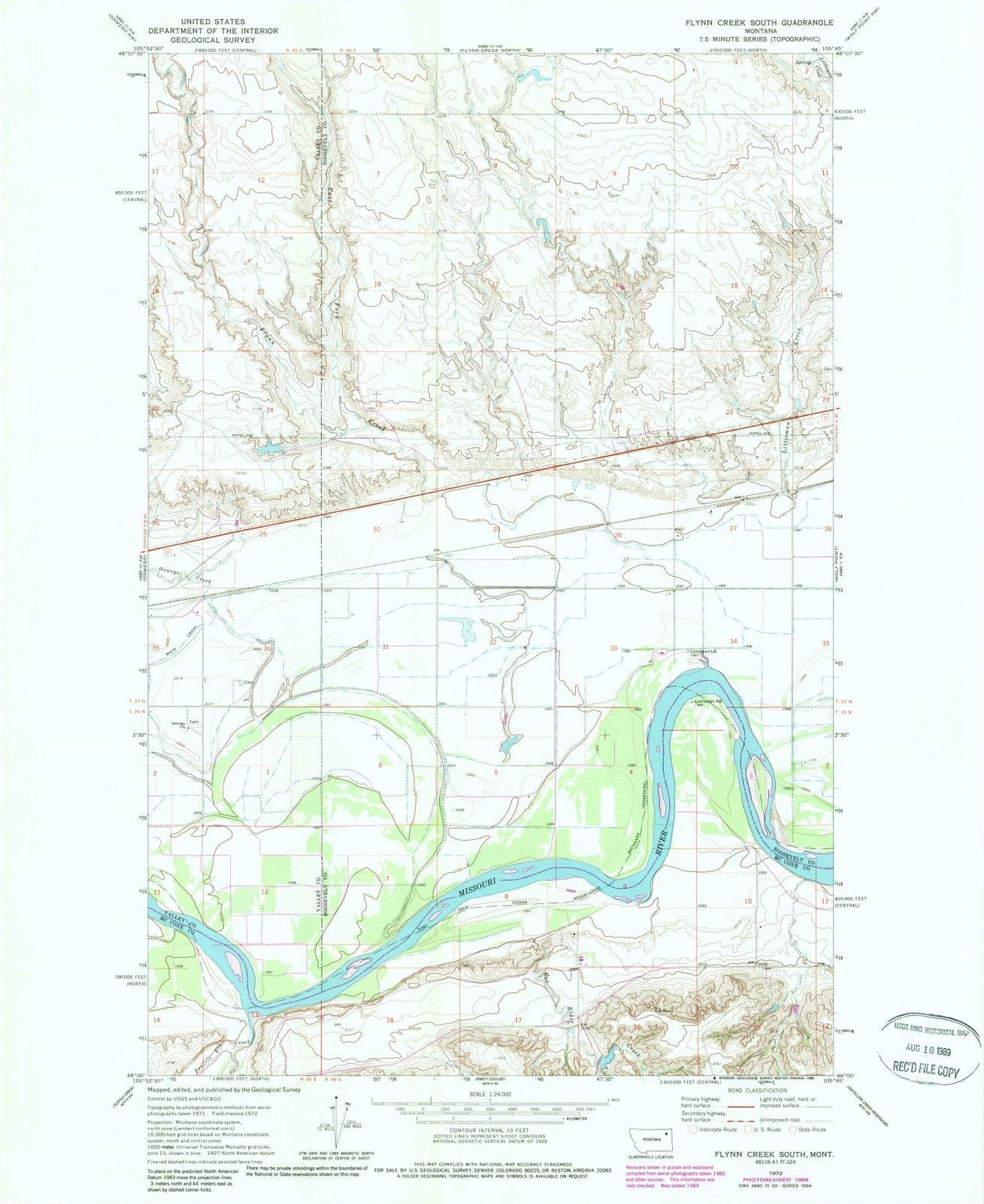 1972 Flynn Creek South, MT - Montana - USGS Topographic Map