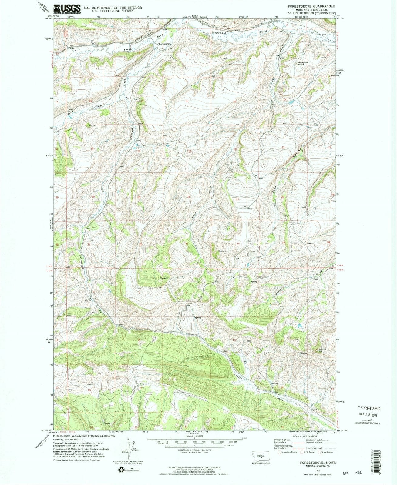 1970 Forestgrove, MT - Montana - USGS Topographic Map