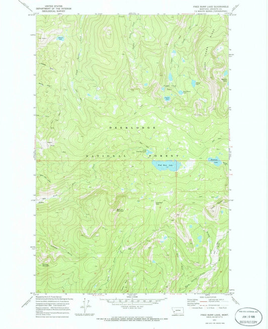 1971 Fred Burr Lake, MT - Montana - USGS Topographic Map