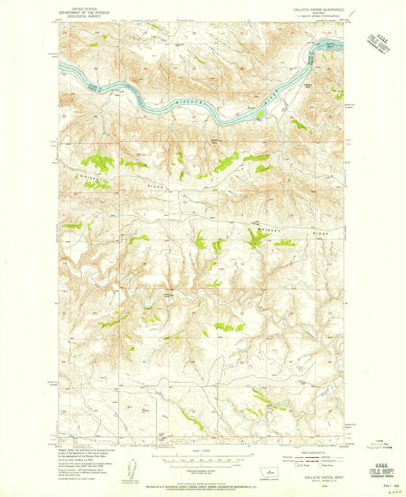 1954 Gallatin Rapids, MT - Montana - USGS Topographic Map