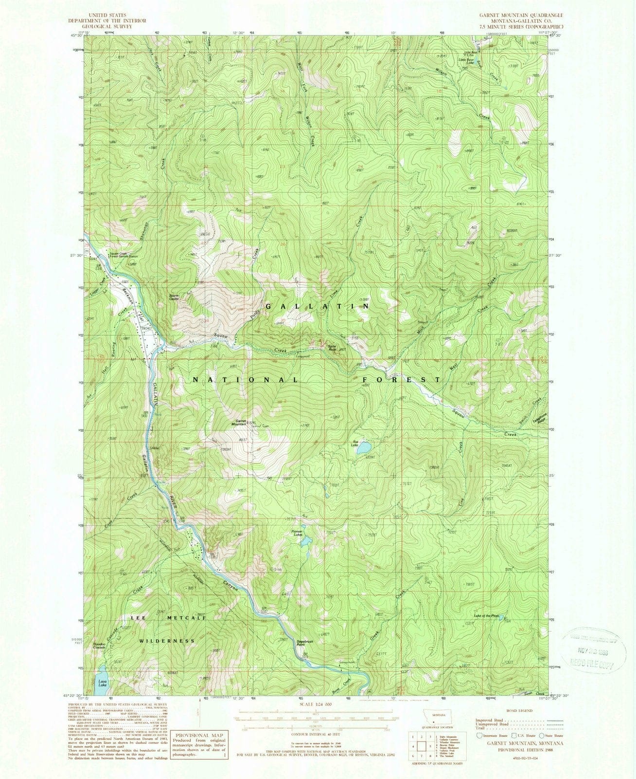 1988 Garnet Mountain, MT - Montana - USGS Topographic Map