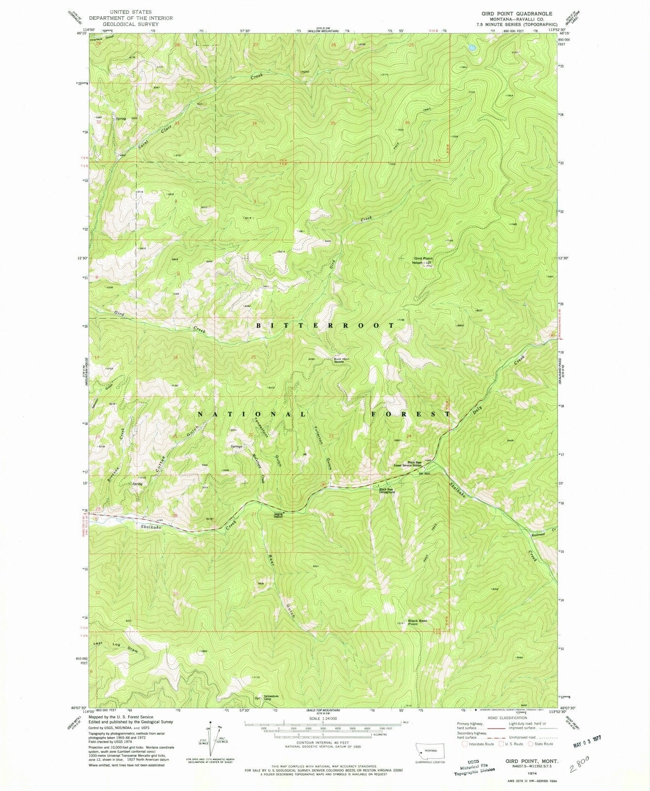 1974 Gird Point, MT - Montana - USGS Topographic Map