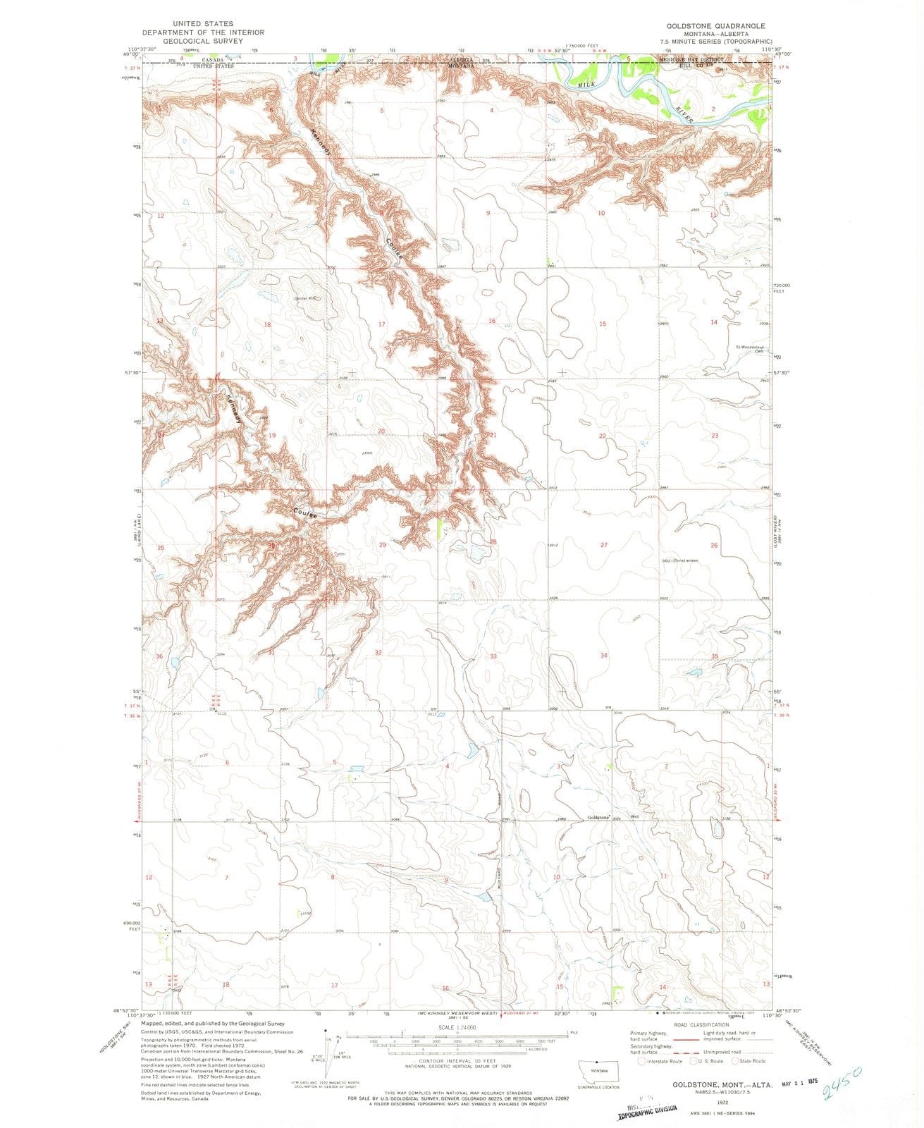 1972 Goldstone, MT - Montana - USGS Topographic Map