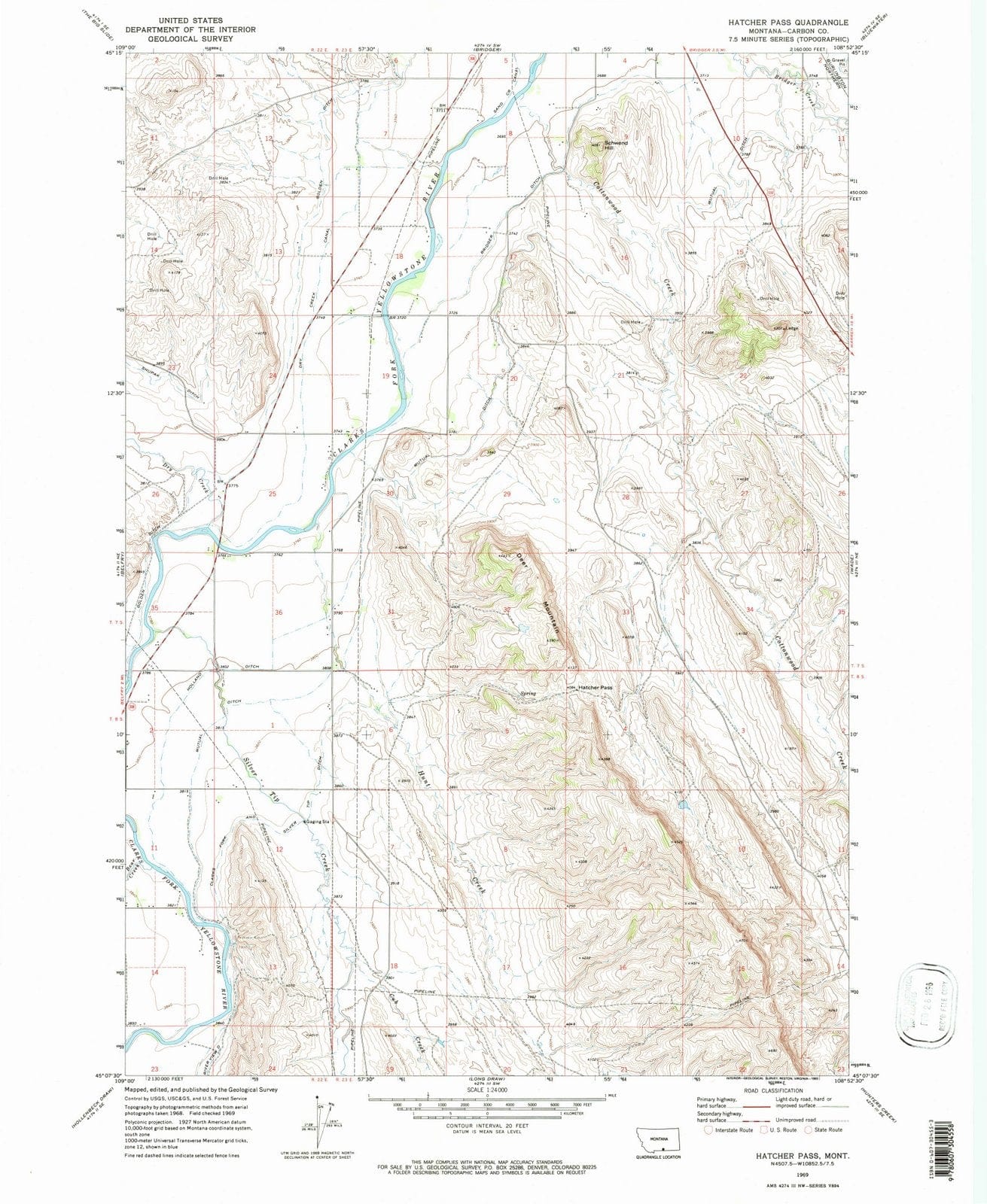 1969 Hatcher Pass, MT - Montana - USGS Topographic Map