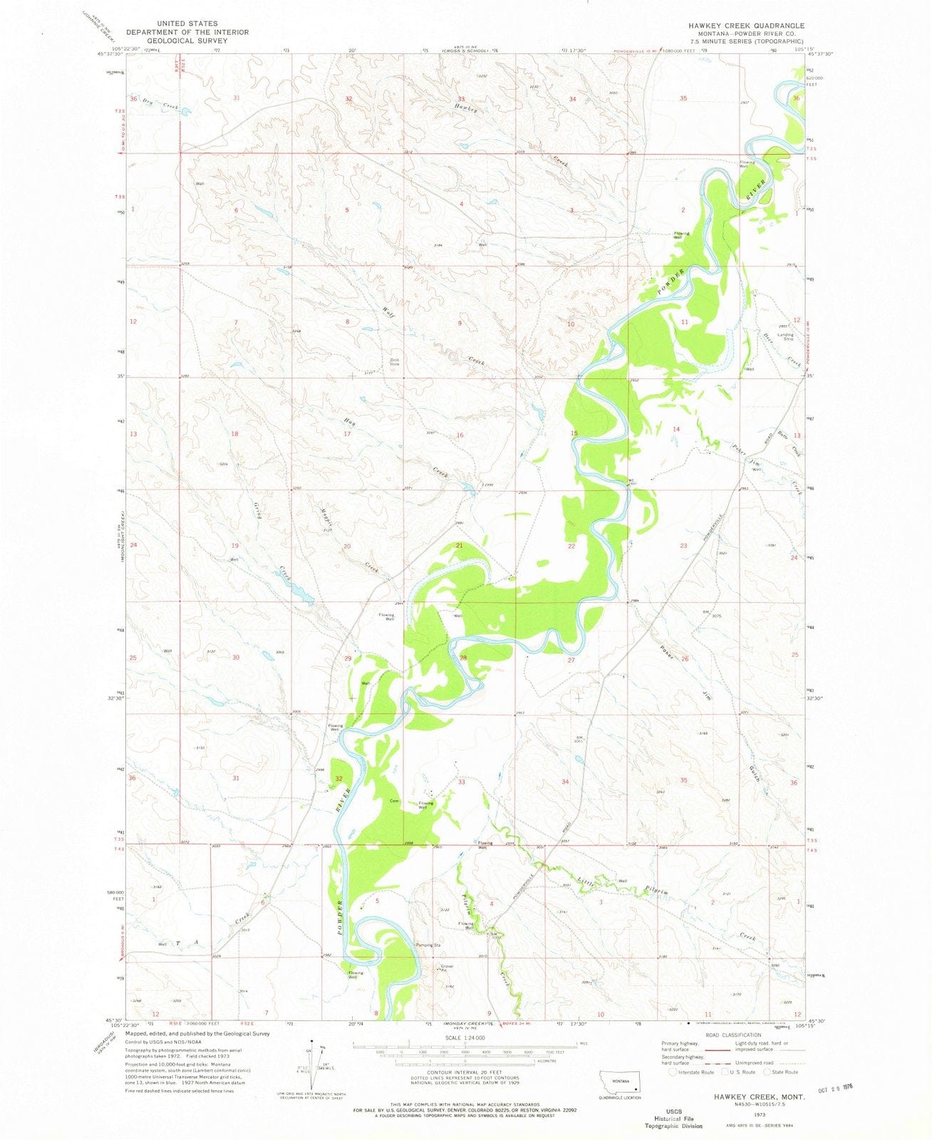 1973 Hawkey Creek, MT - Montana - USGS Topographic Map