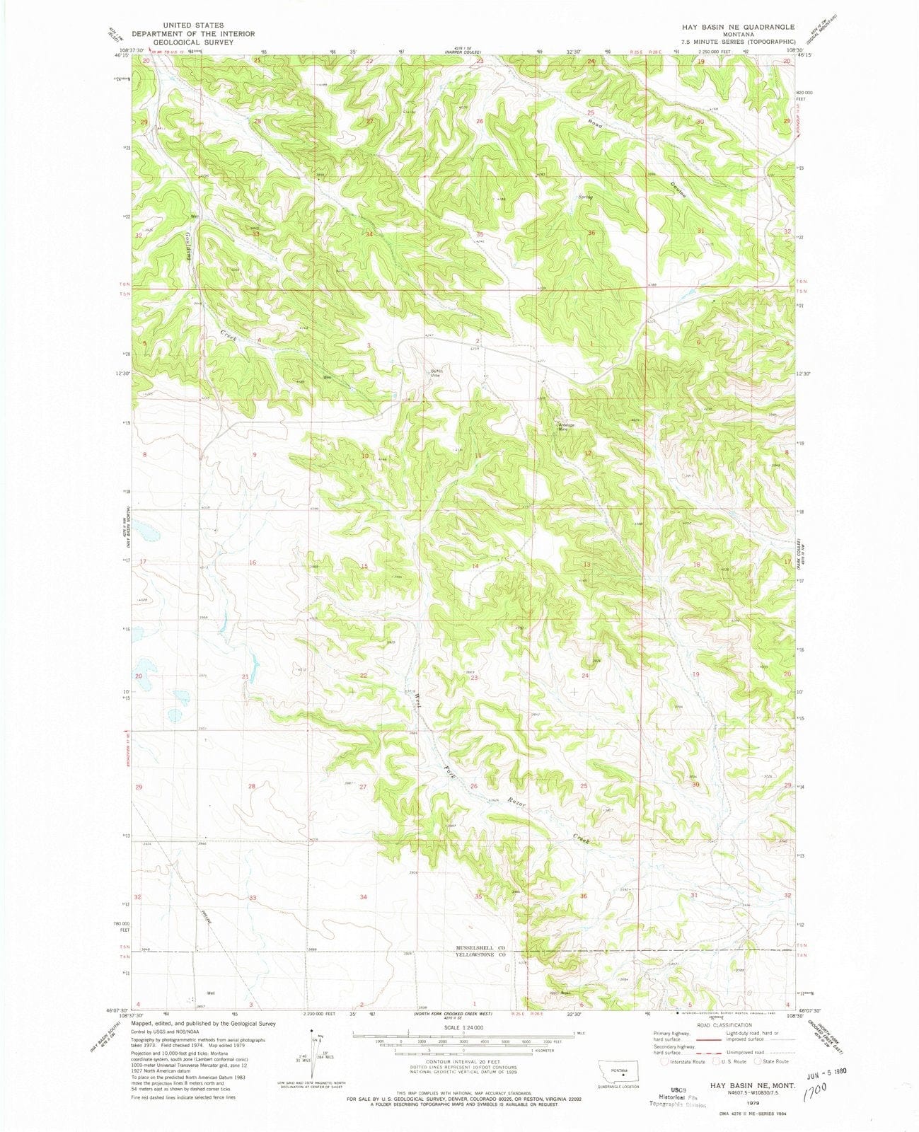 1979 Hay Basin, MT - Montana - USGS Topographic Map
