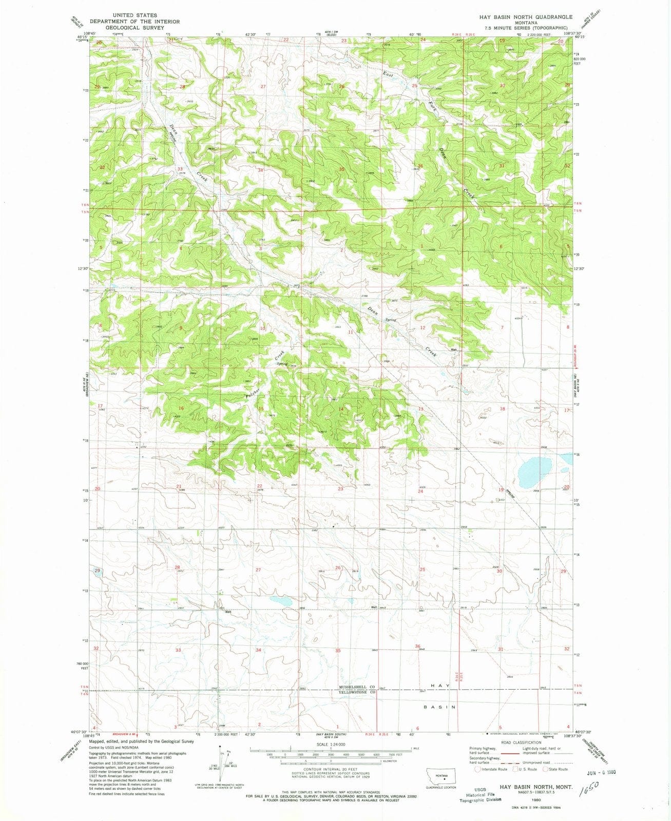 1980 Hay Basin North, MT - Montana - USGS Topographic Map