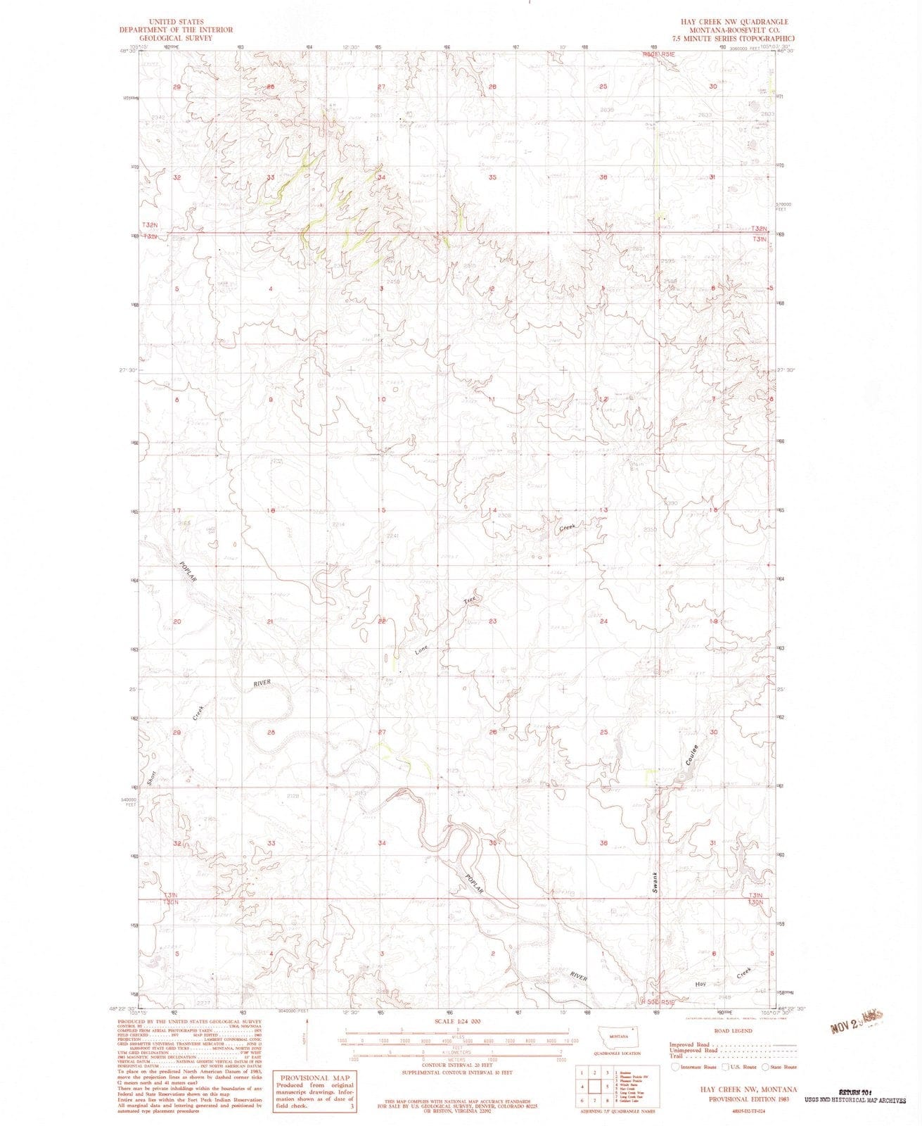 1983 Hay Creek, MT - Montana - USGS Topographic Map