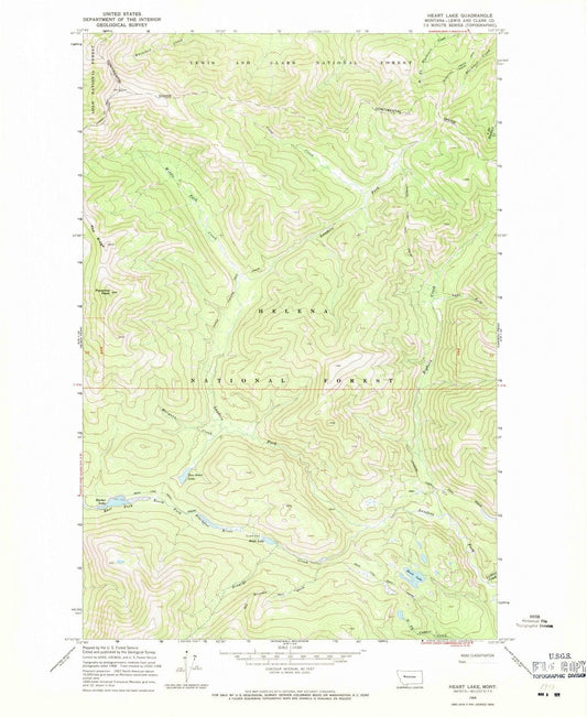 1968 Heart Lake, MT - Montana - USGS Topographic Map