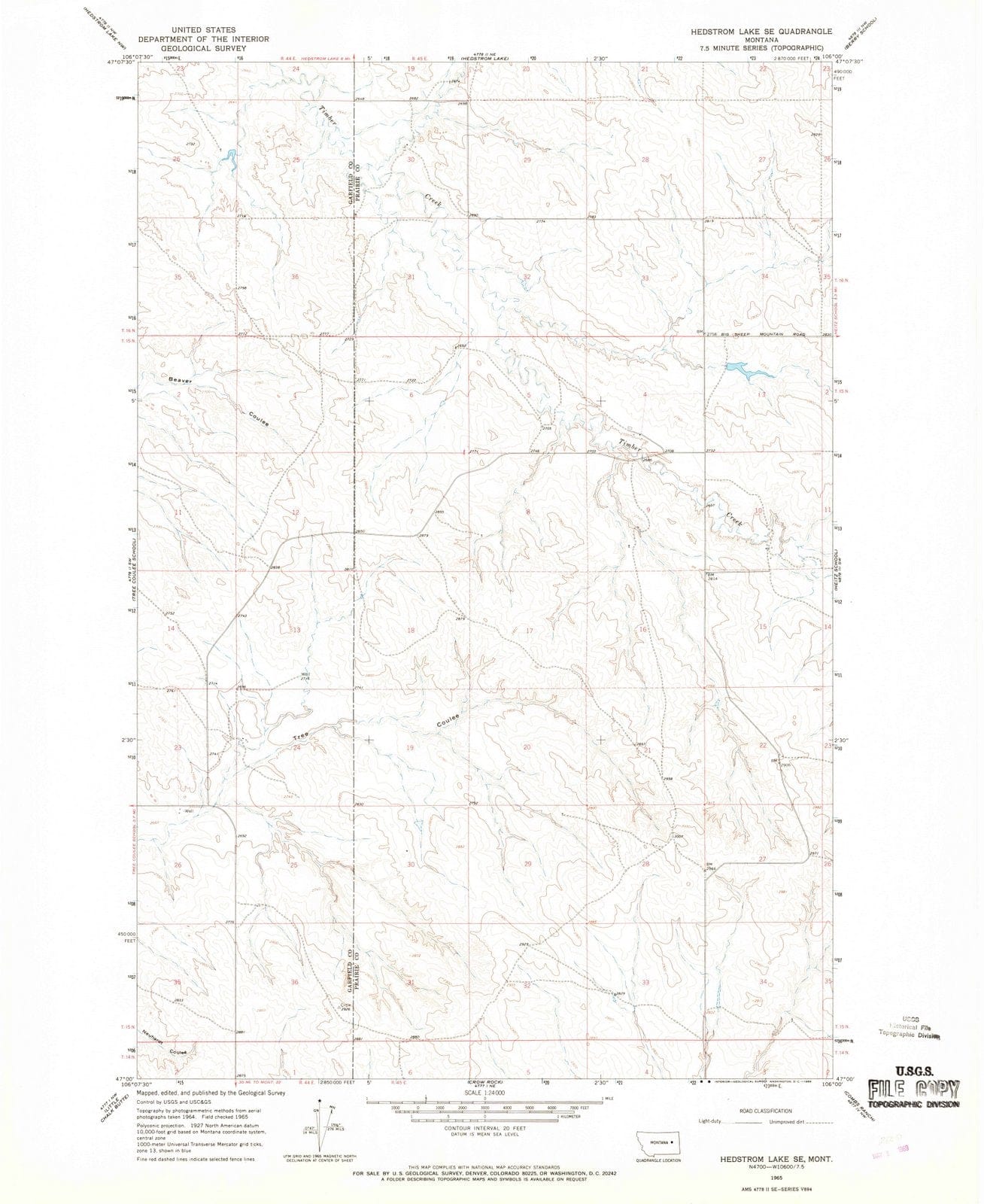 1965 Hedstrom Lake, MT - Montana - USGS Topographic Map v2