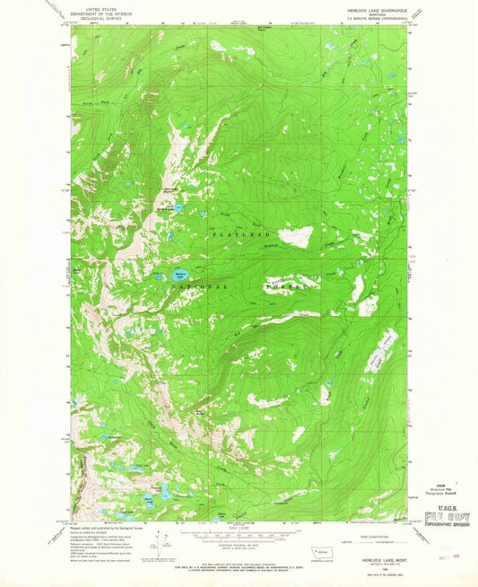 1965 Hemlock Lake, MT - Montana - USGS Topographic Map