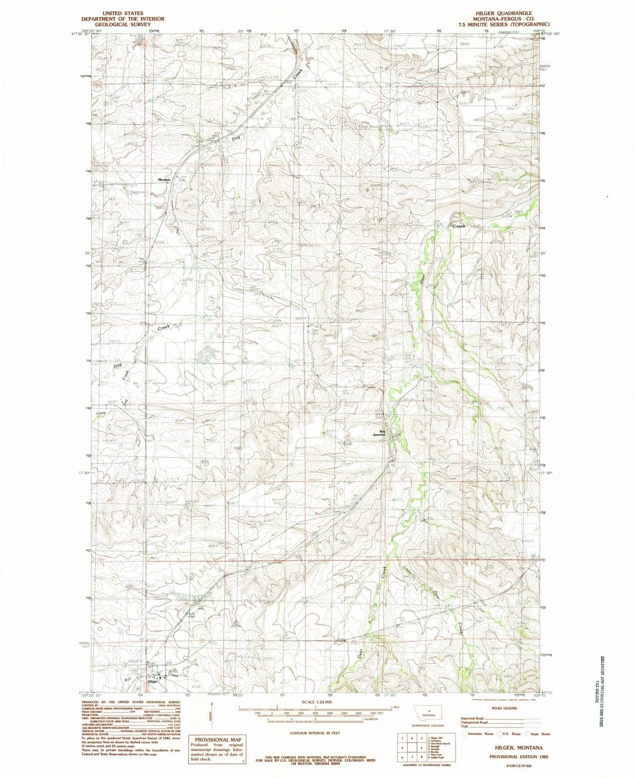 1985 Hilger, MT - Montana - USGS Topographic Map v2