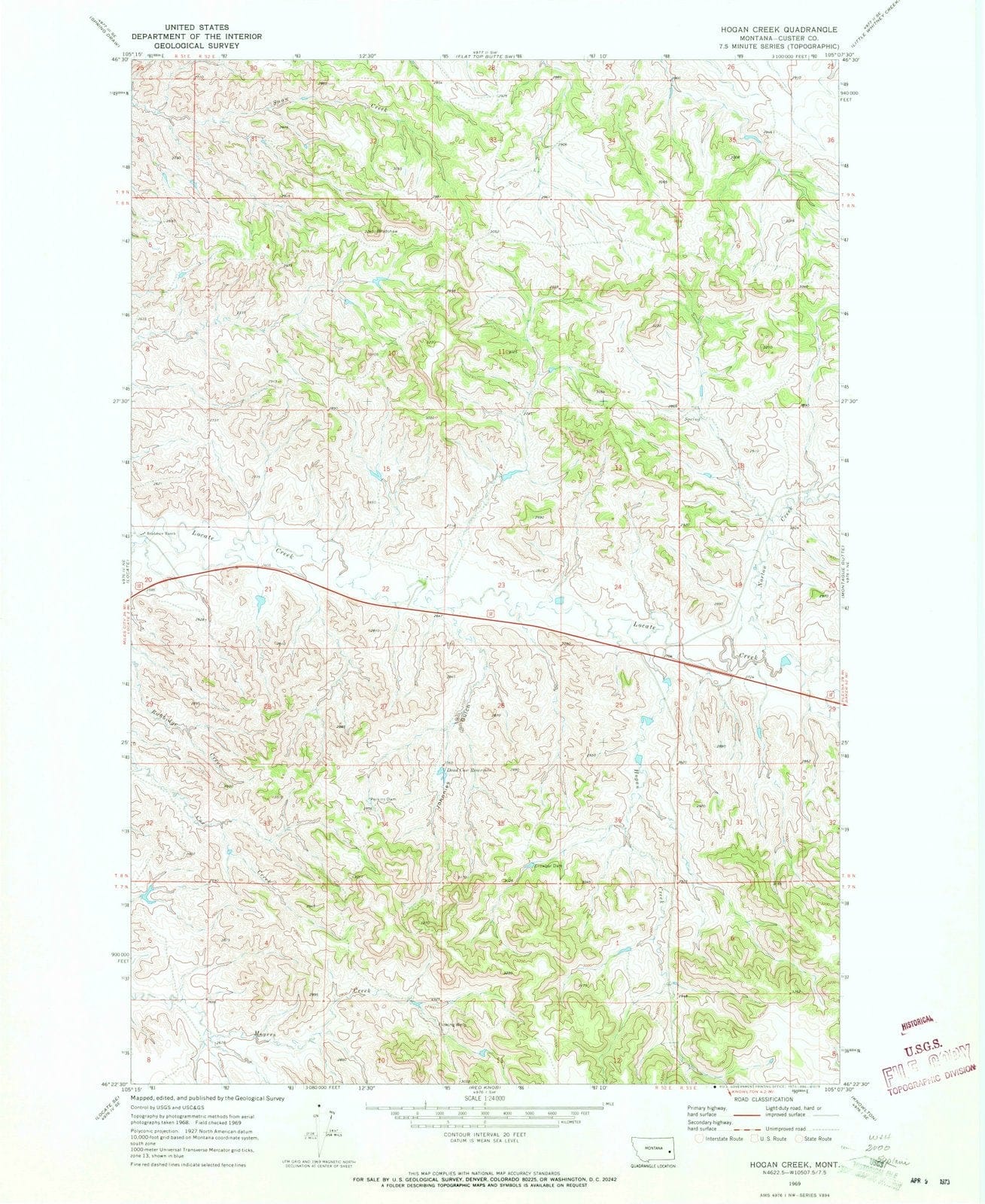 1969 Hogan Creek, MT - Montana - USGS Topographic Map