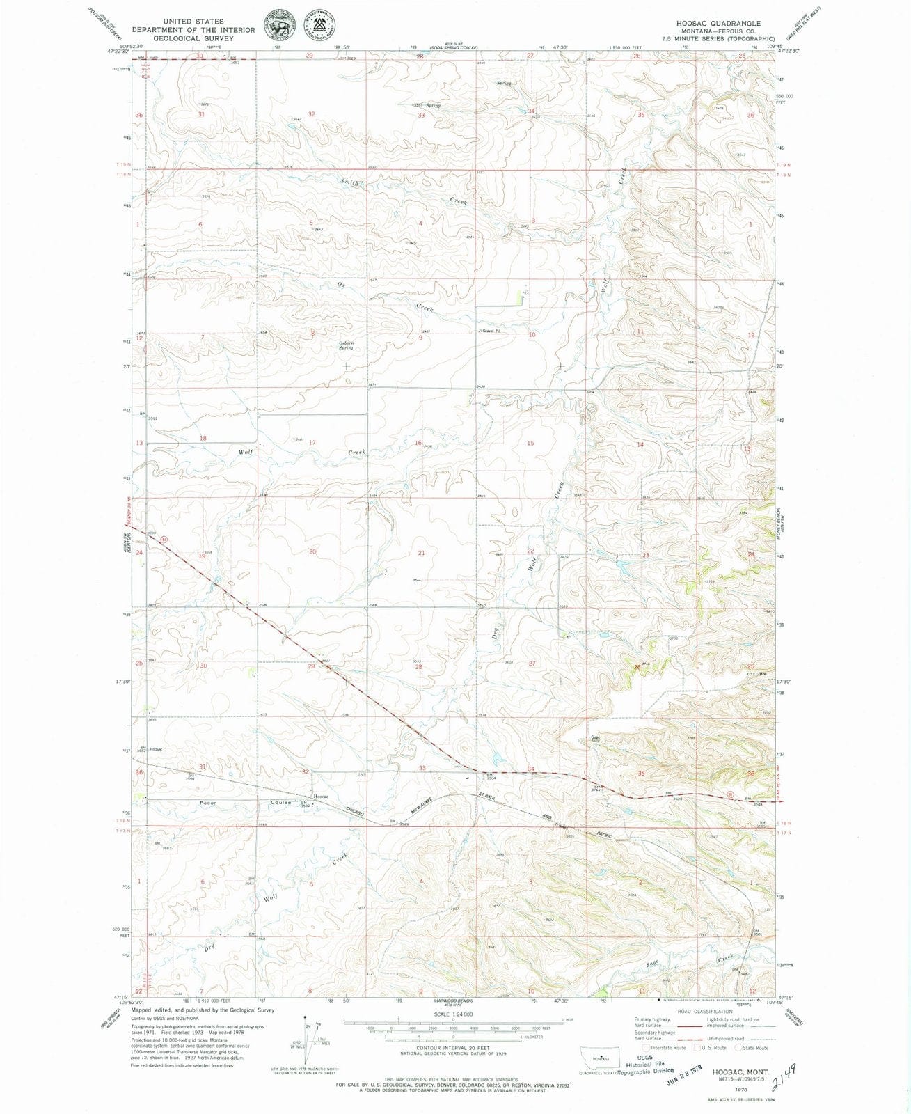 1978 Hoosac, MT - Montana - USGS Topographic Map