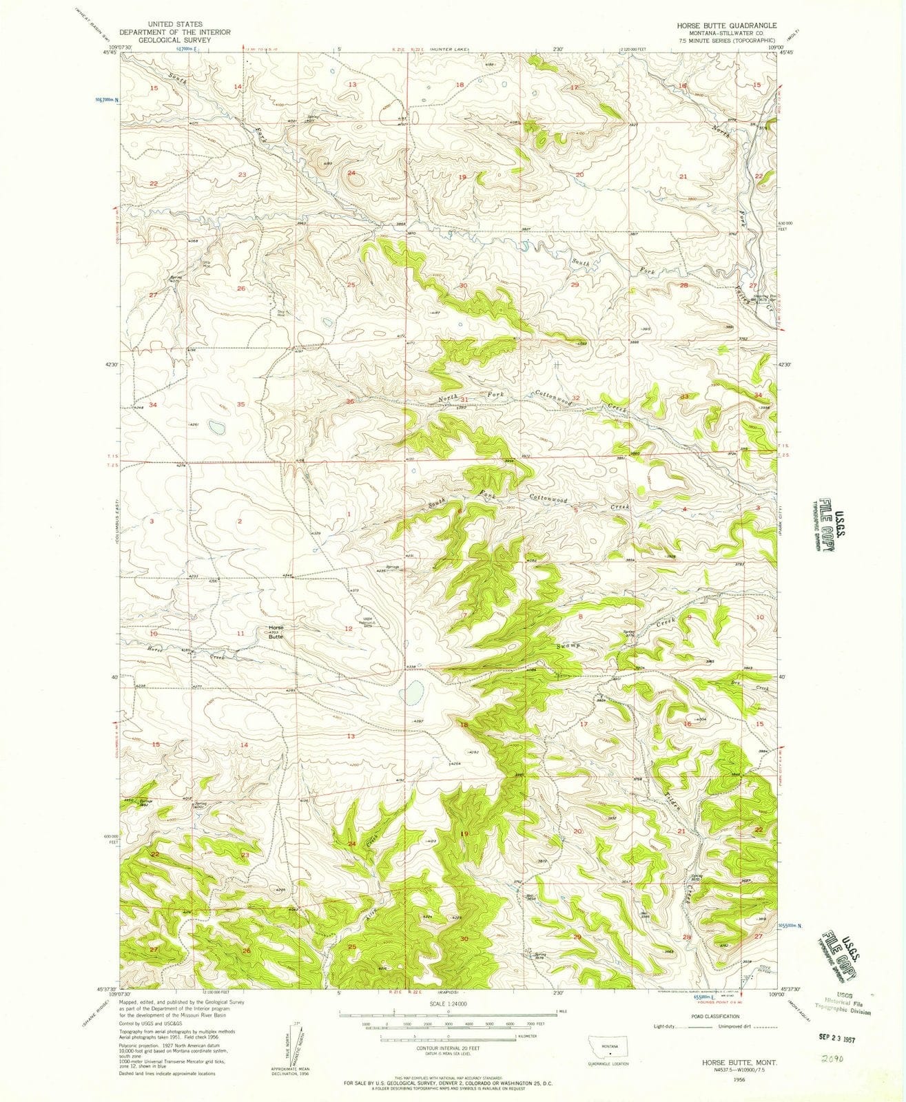 1956 Horse Butte, MT - Montana - USGS Topographic Map