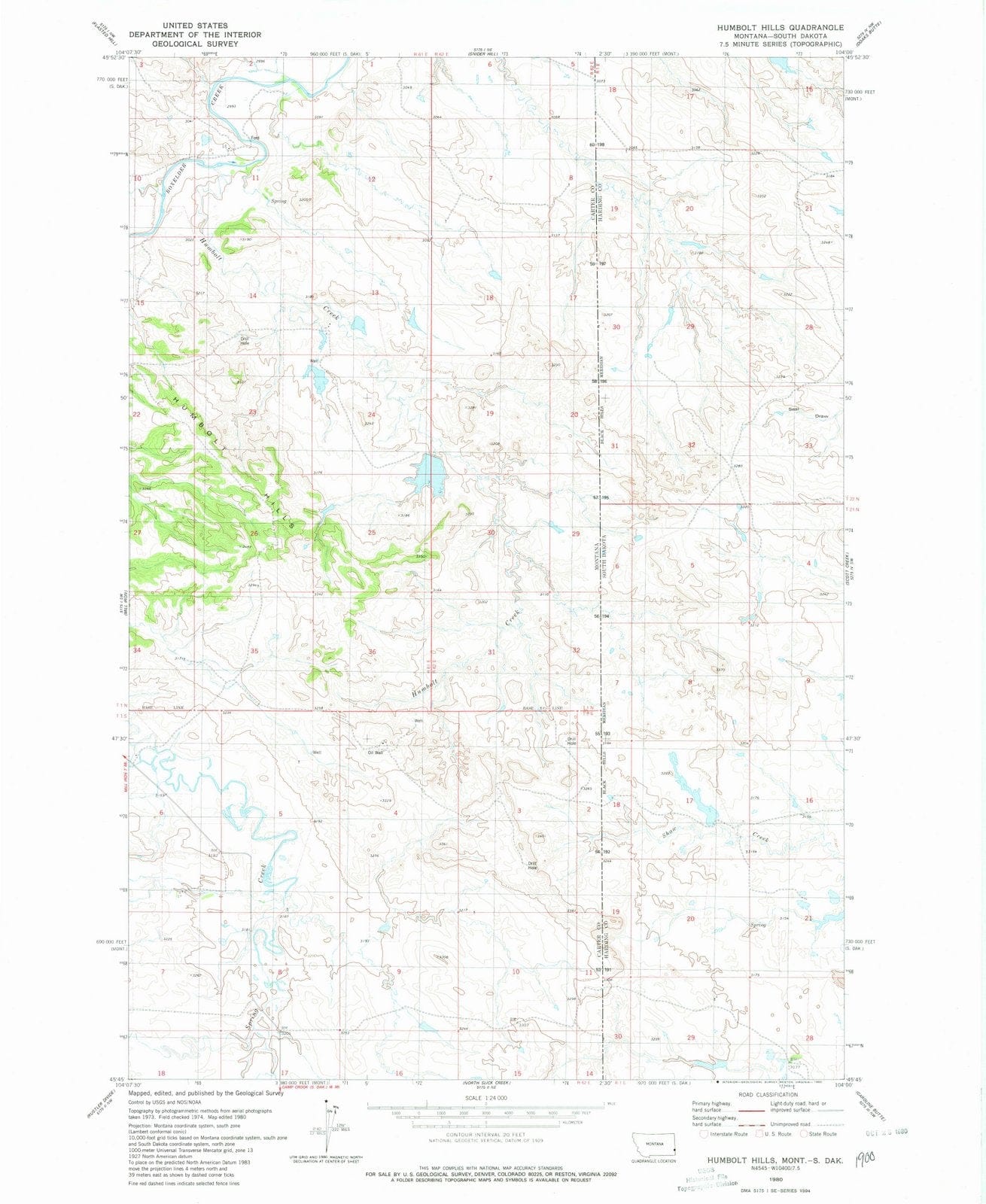 1980 Humbolt Hills, MT - Montana - USGS Topographic Map