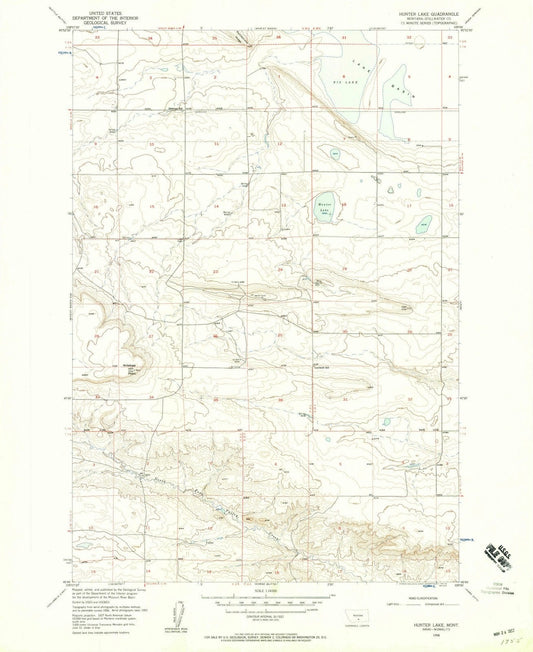 1956 Hunter Lake, MT - Montana - USGS Topographic Map