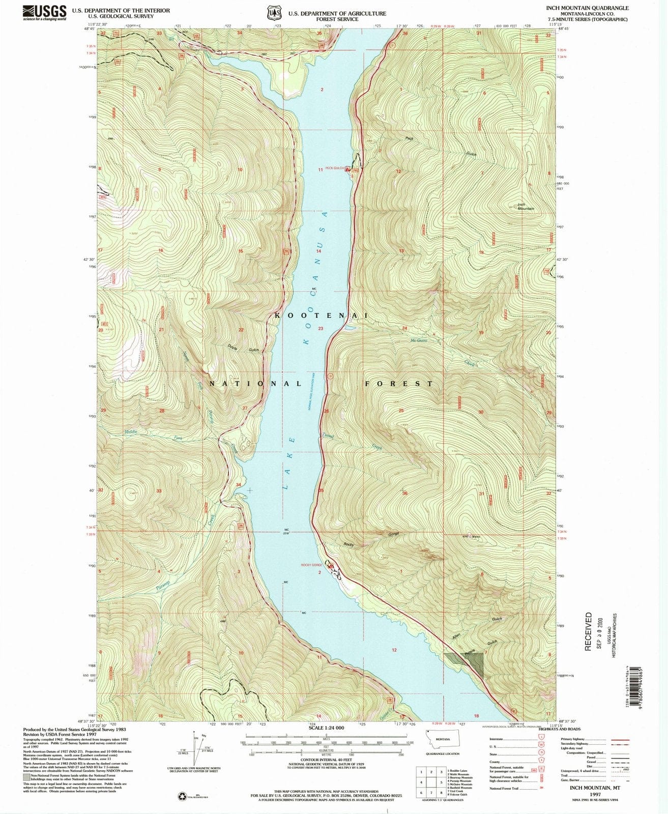 1997 Inch Mountain, MT - Montana - USGS Topographic Map