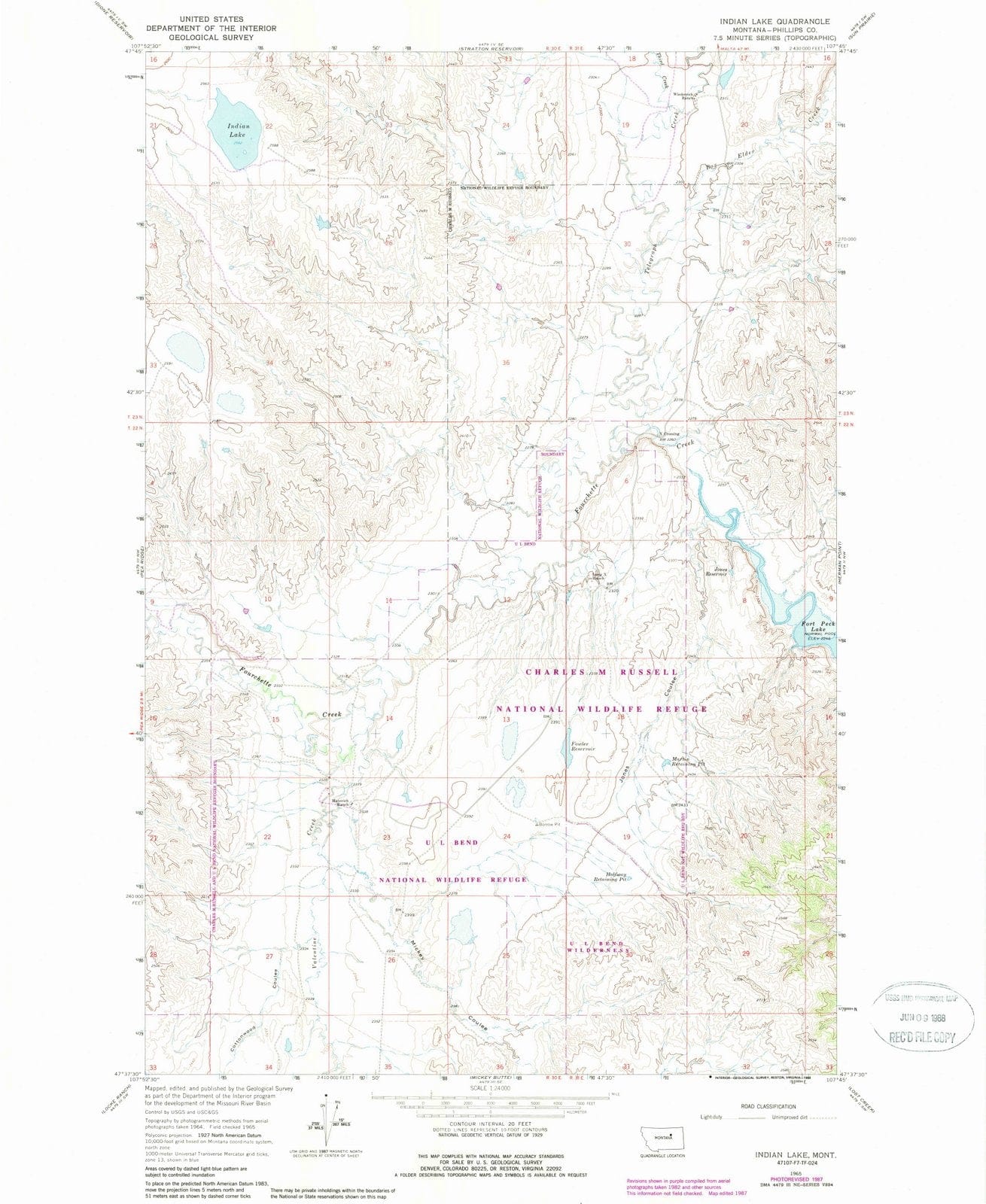 1965 Indian Lake, MT - Montana - USGS Topographic Map