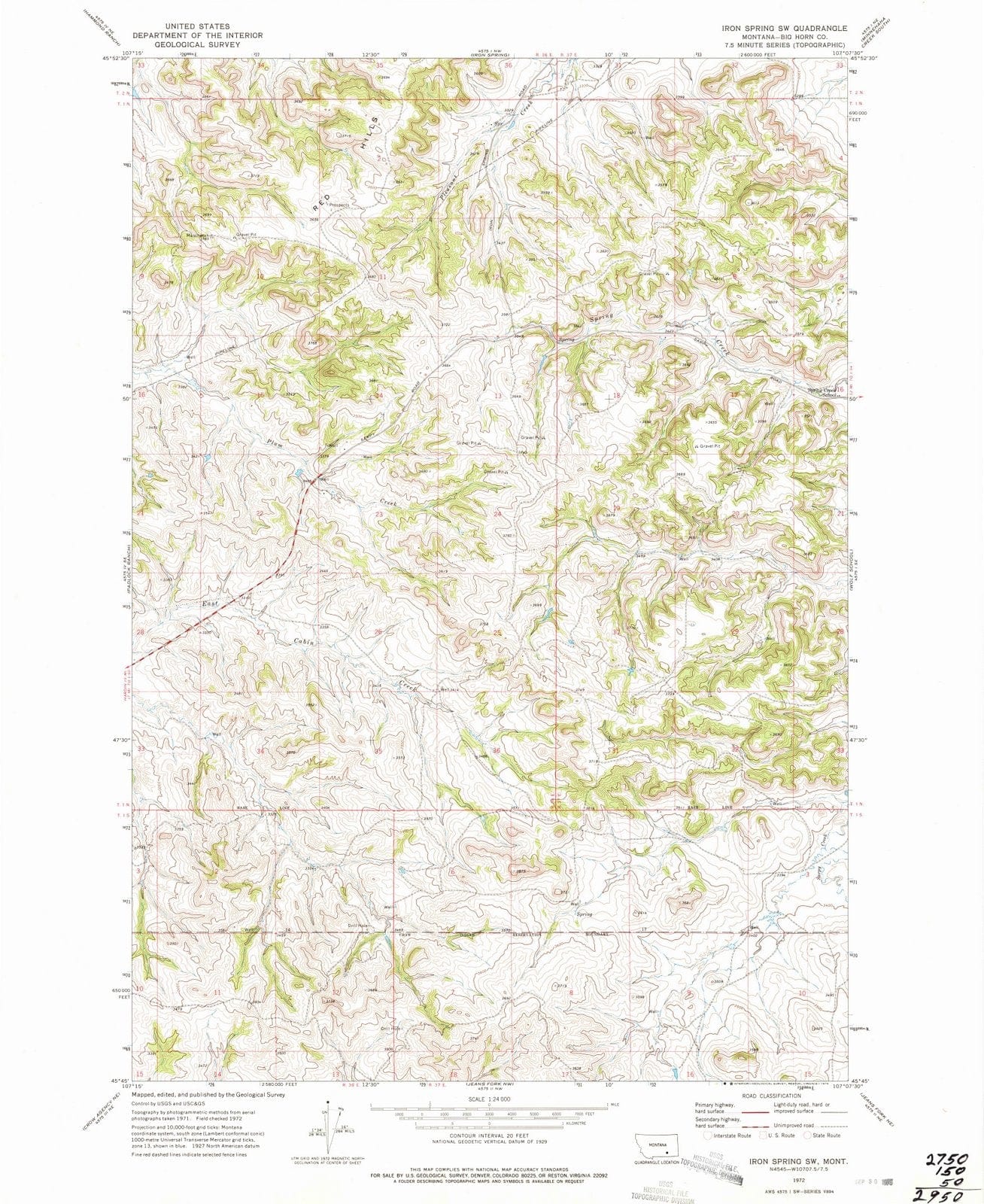 1972 Iron Spring, MT - Montana - USGS Topographic Map