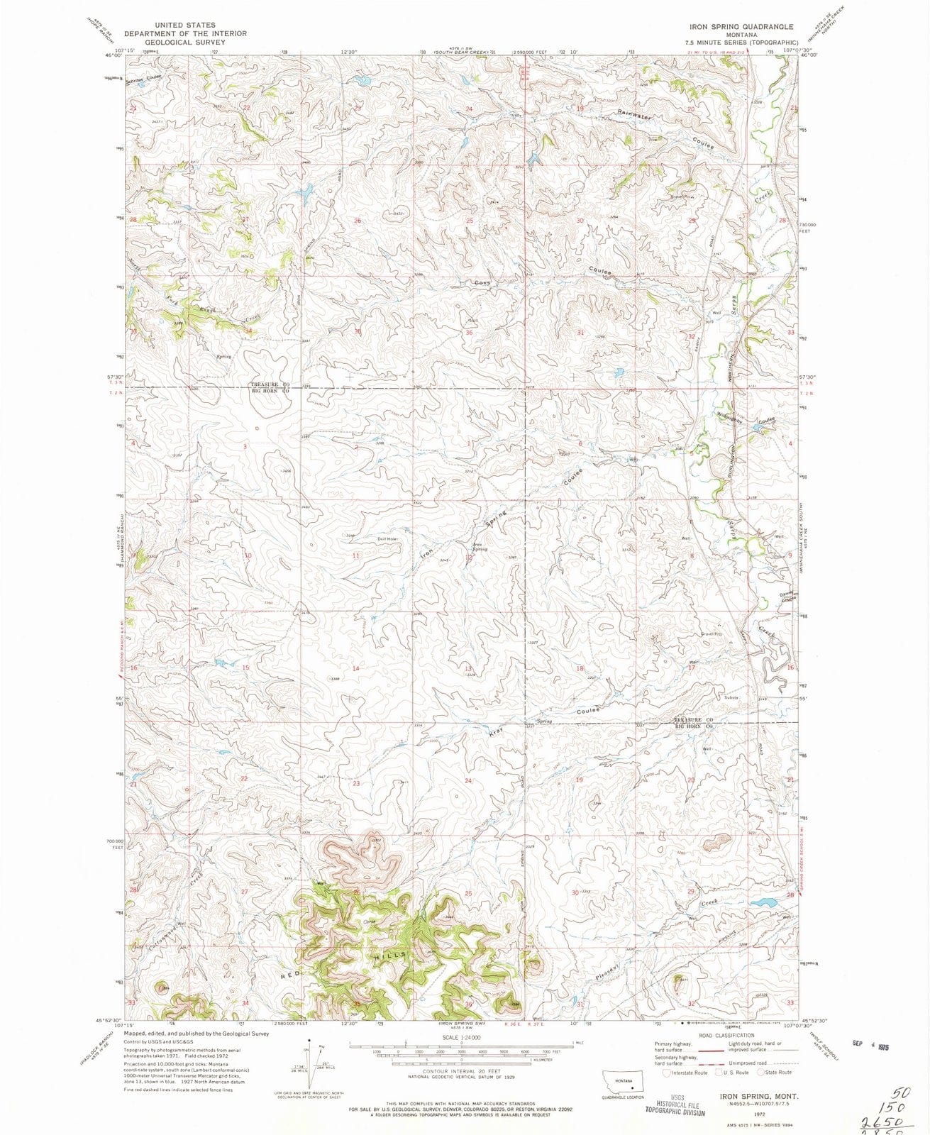 1972 Iron Spring, MT - Montana - USGS Topographic Map v2
