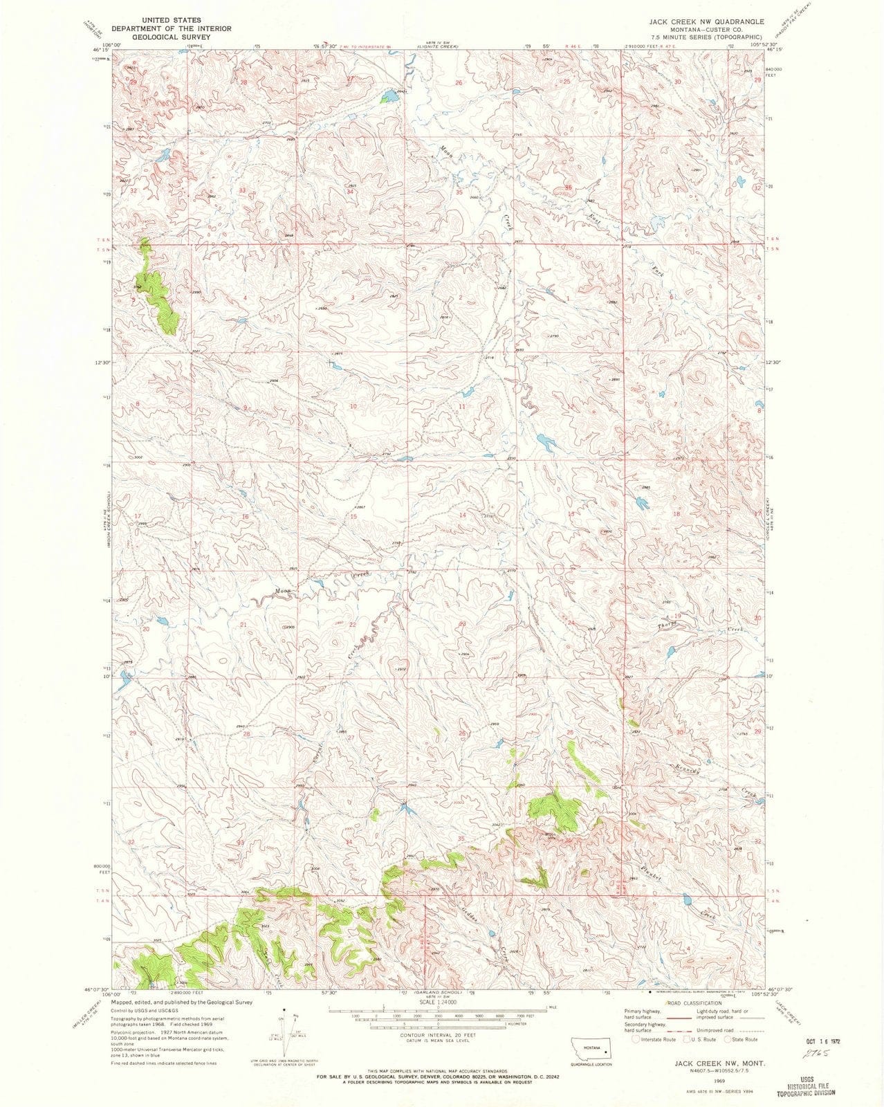 1969 Jack Creek, MT - Montana - USGS Topographic Map