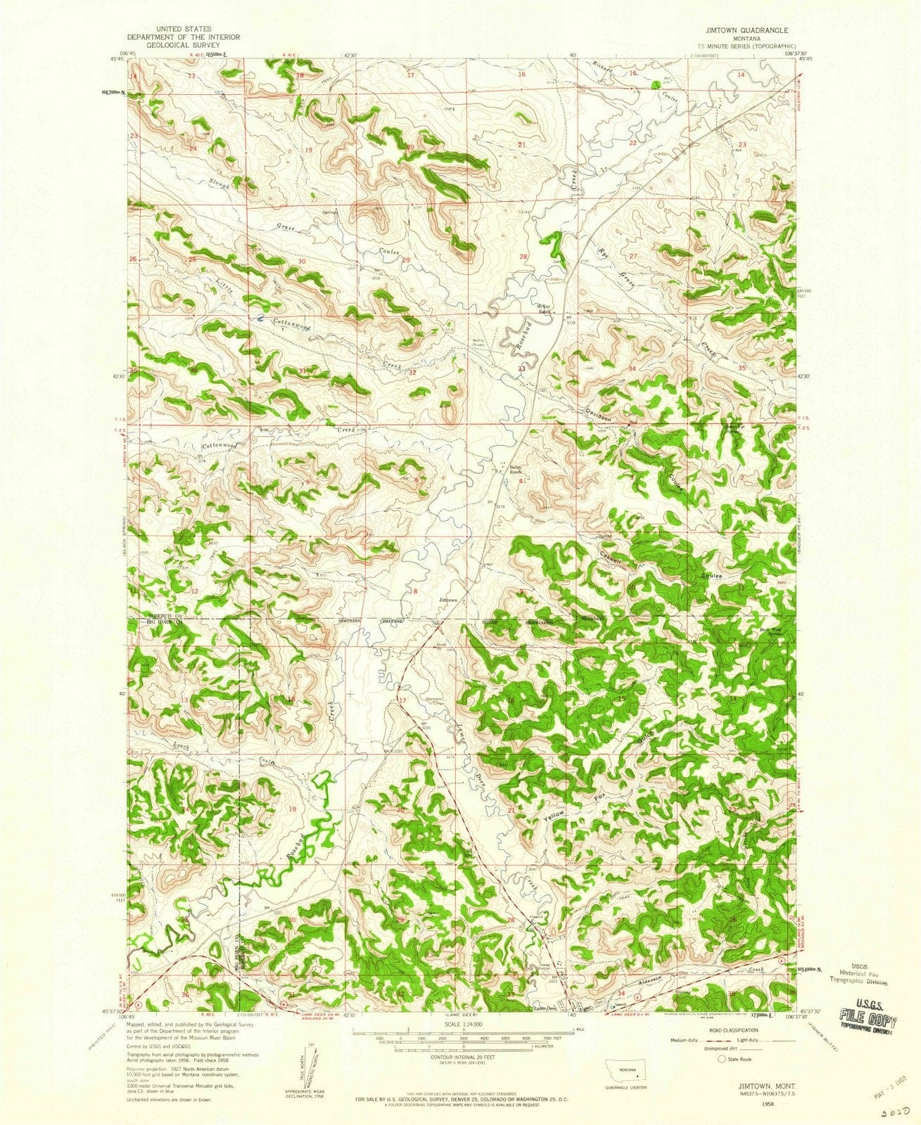 1958 Jimtown, MT - Montana - USGS Topographic Map