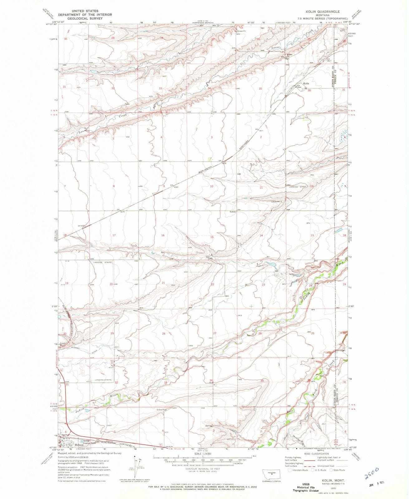 1970 Kolin, MT - Montana - USGS Topographic Map