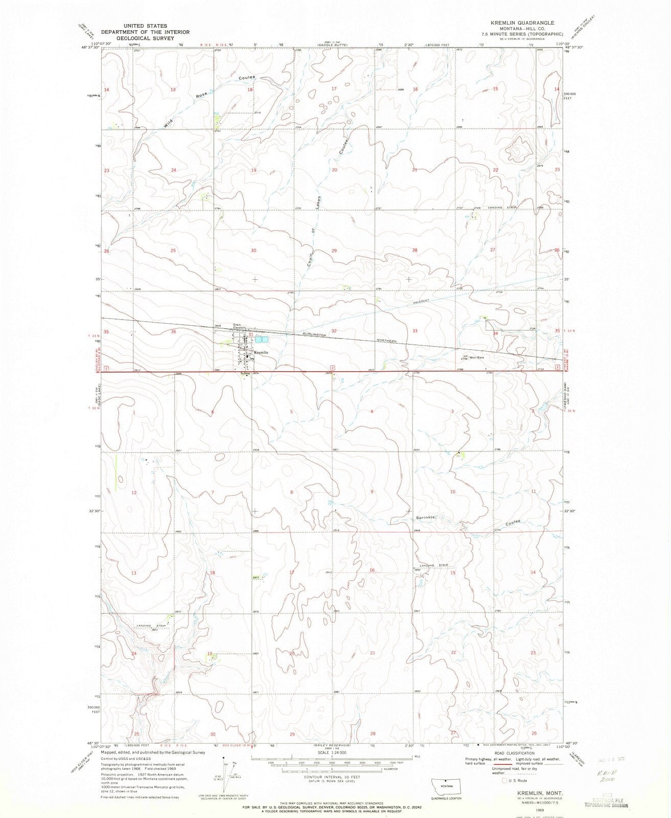 1969 Kremlin, MT - Montana - USGS Topographic Map