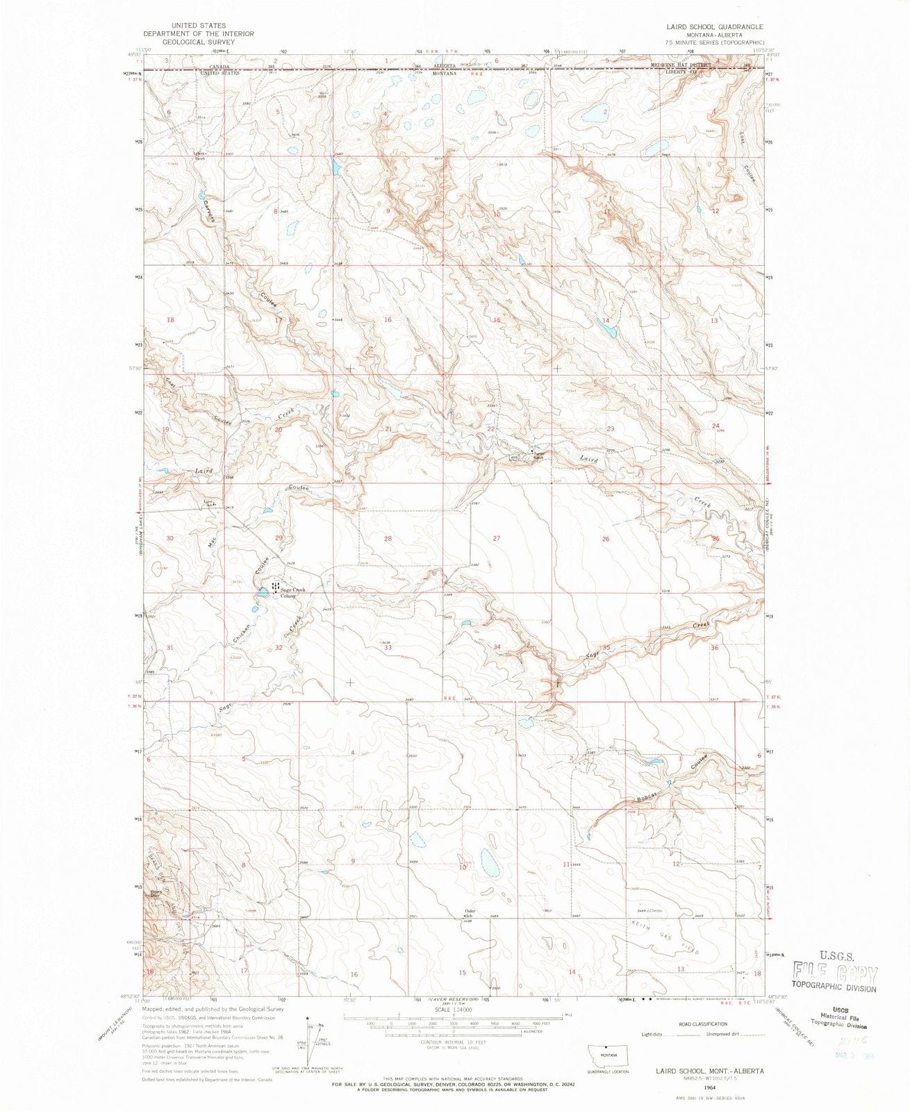 1964 Laird School, MT - Montana - USGS Topographic Map