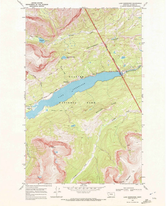 1968 Lake Sherburne, MT - Montana - USGS Topographic Map