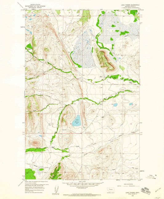 1958 Lake Theboe, MT - Montana - USGS Topographic Map