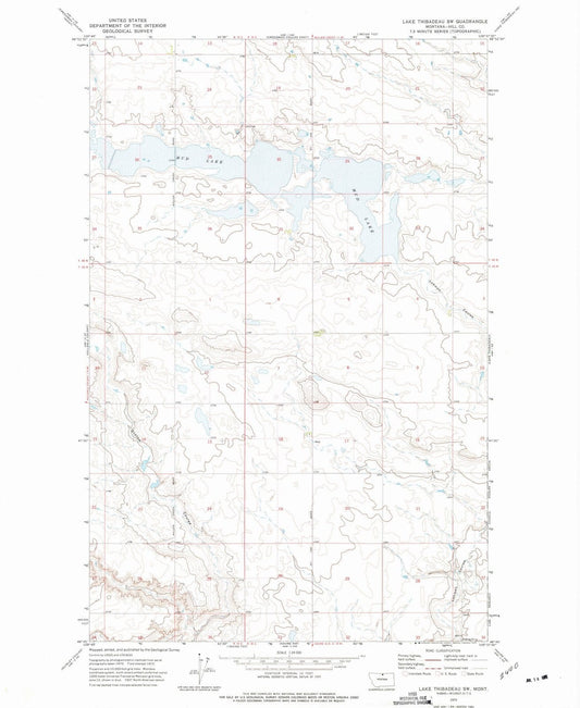 1972 Lake Thibadeau, MT - Montana - USGS Topographic Map