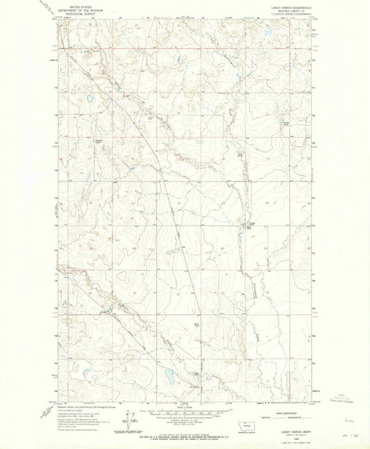 1962 Lakey Ranch, MT - Montana - USGS Topographic Map