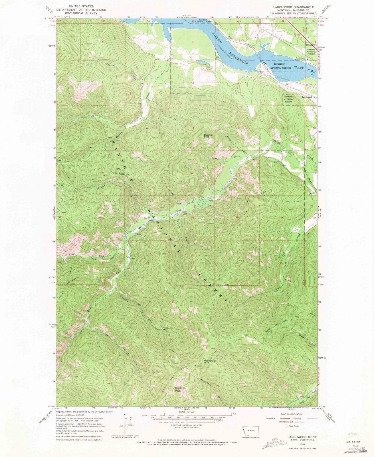 1966 Larchwood, MT - Montana - USGS Topographic Map