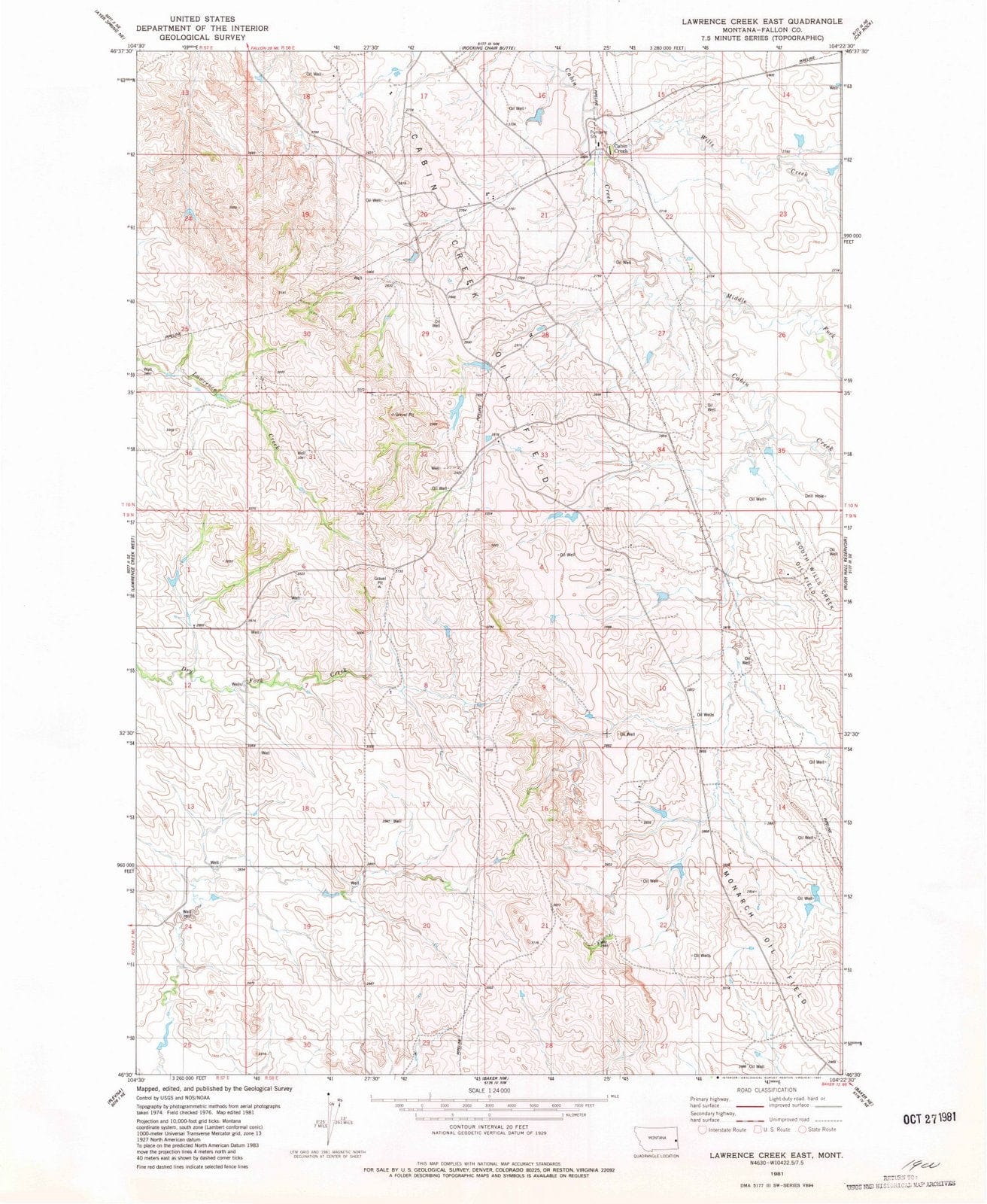 1981 Lawrence Creek East, MT - Montana - USGS Topographic Map