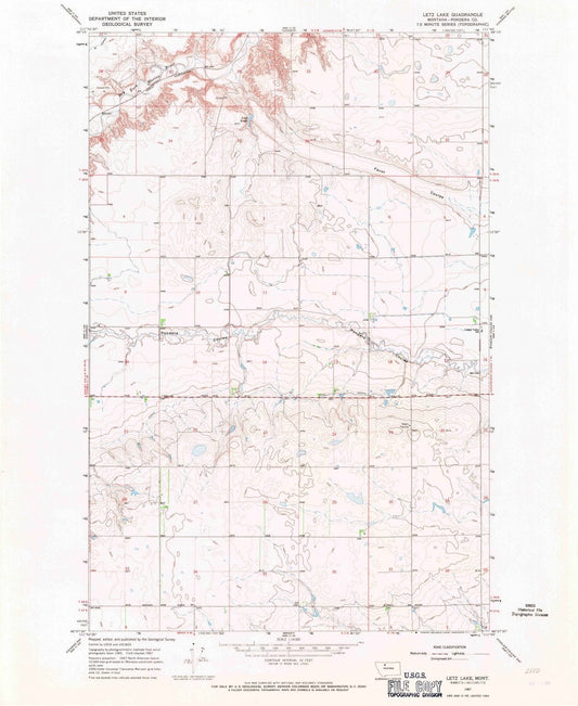 1967 Letz Lake, MT - Montana - USGS Topographic Map