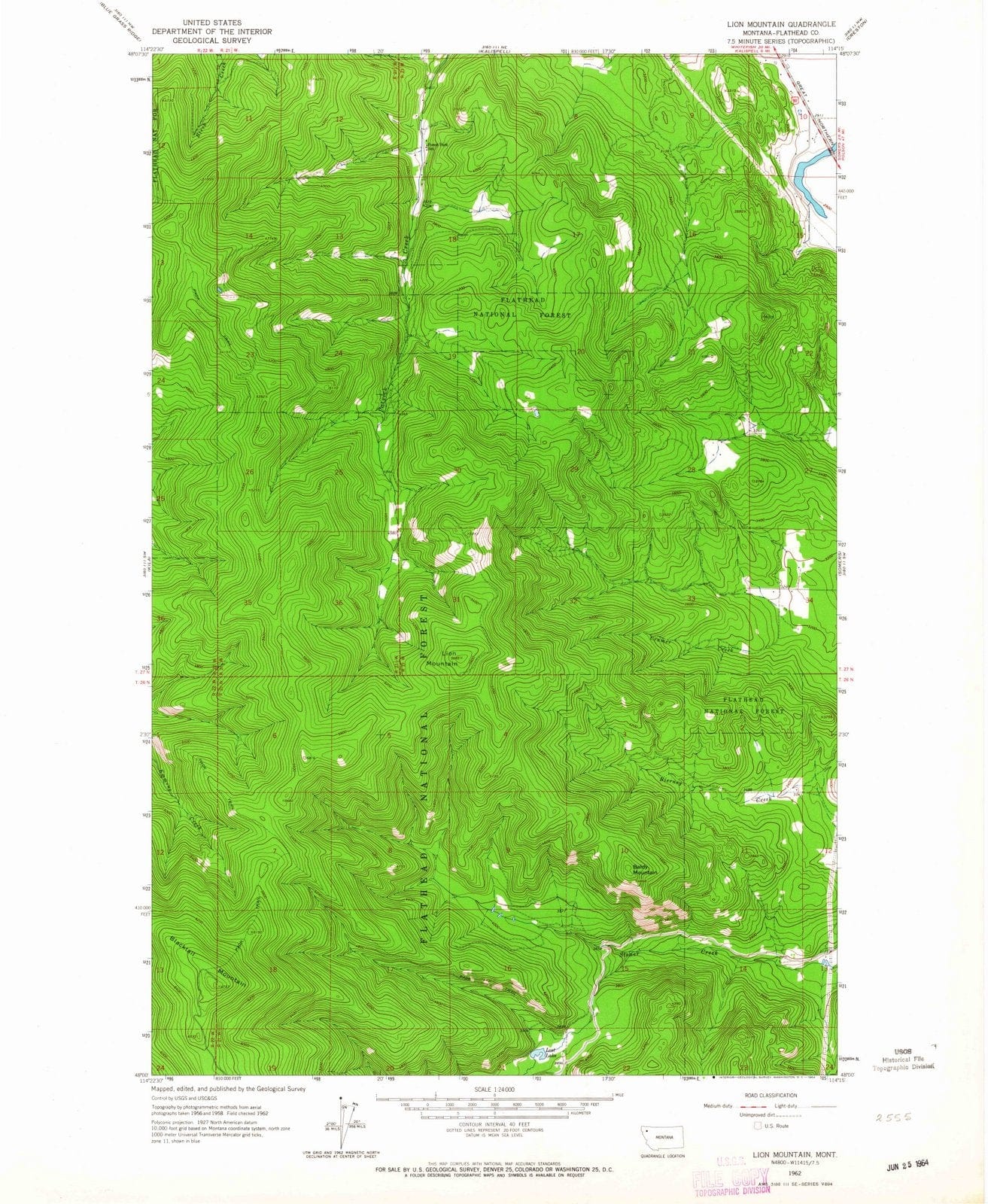 1962 Lion Mountain, MT - Montana - USGS Topographic Map