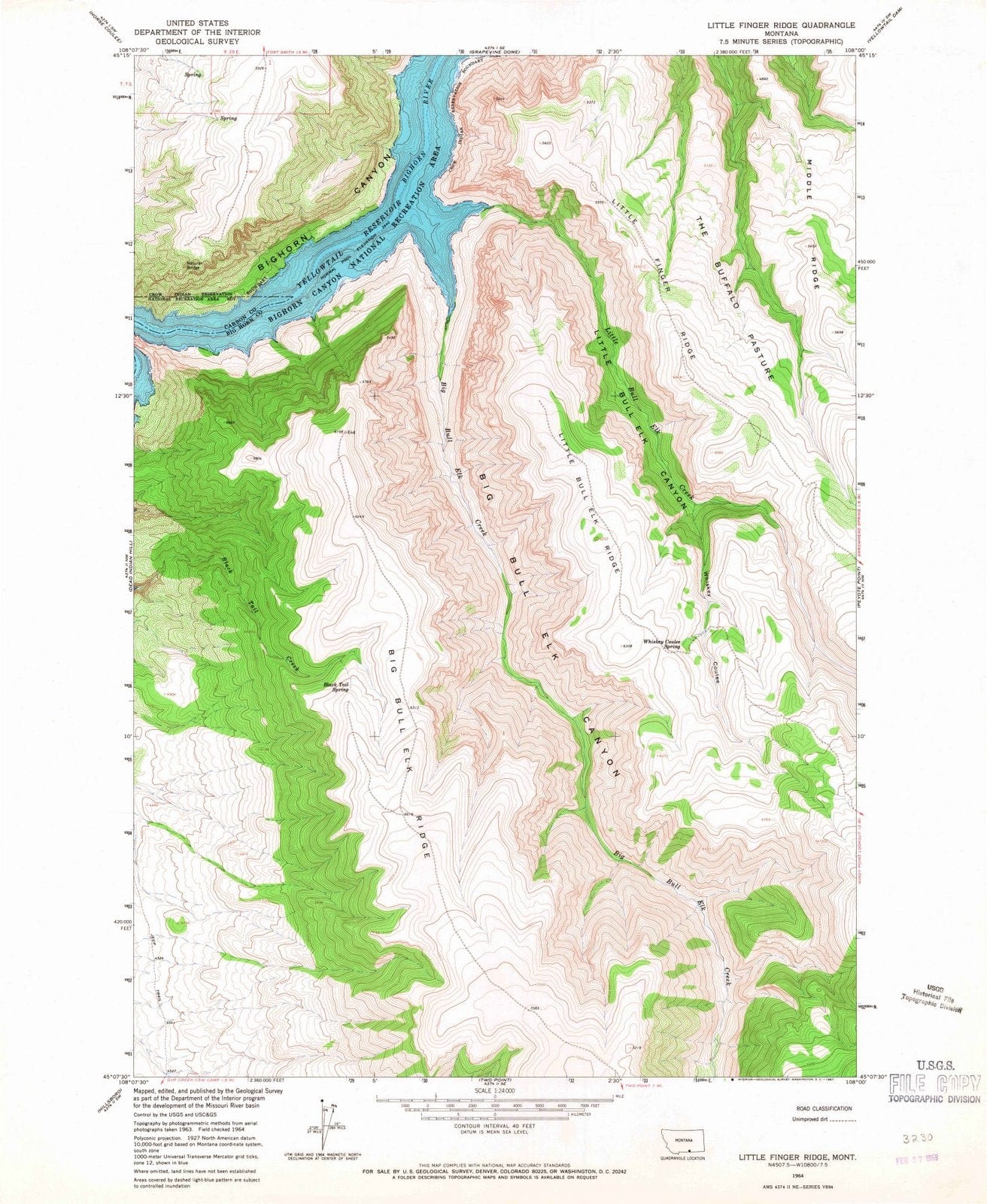 1964 Little Finger Ridge, MT - Montana - USGS Topographic Map