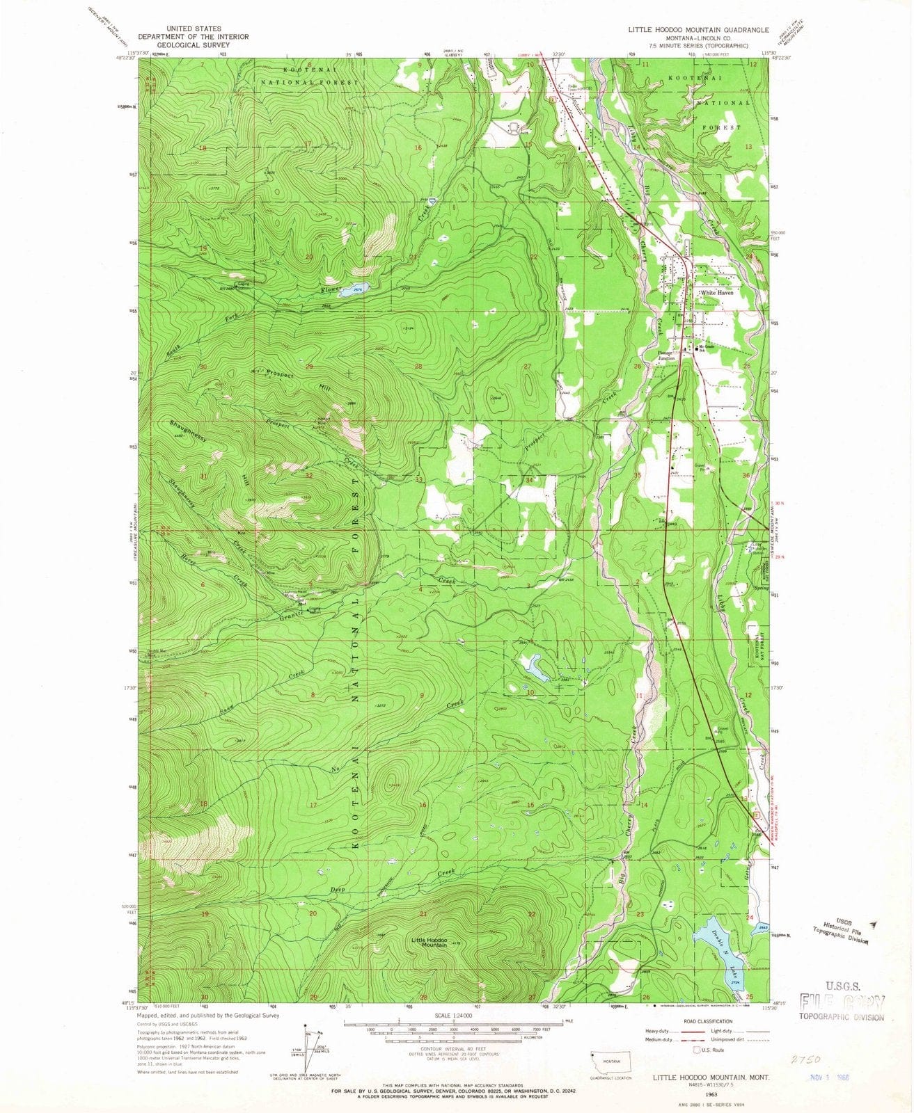 1963 Little Hoodoo Mountain, MT - Montana - USGS Topographic Map