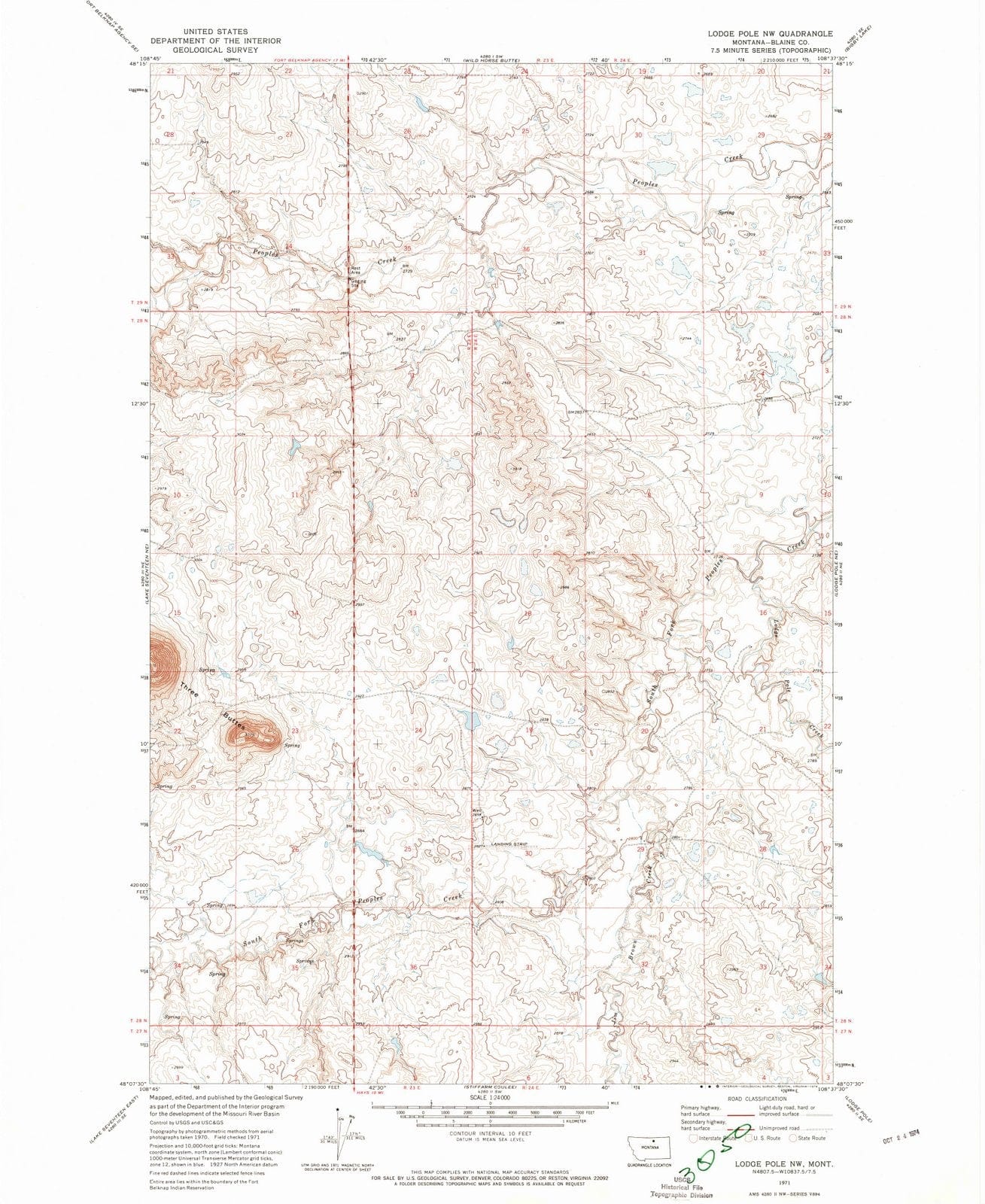 1971 Lodge Pole, MT - Montana - USGS Topographic Map v2