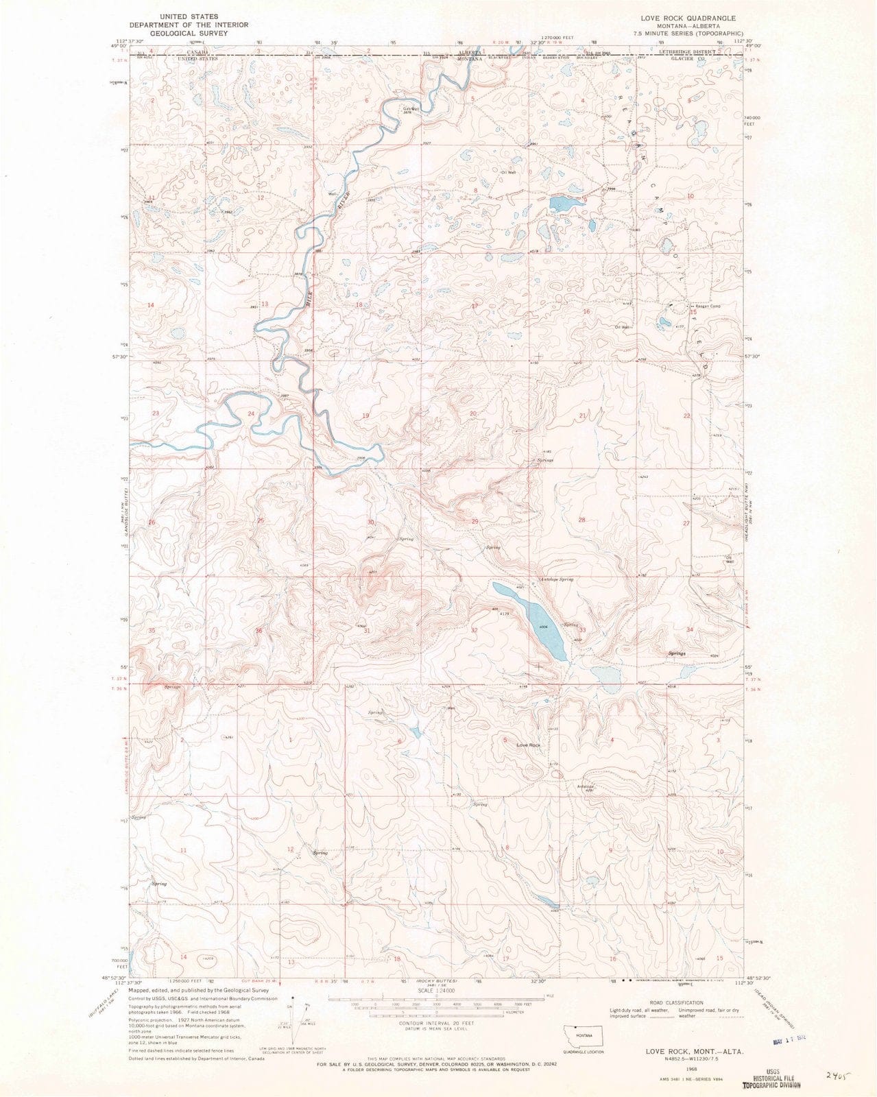 1968 Love Rock, MT - Montana - USGS Topographic Map