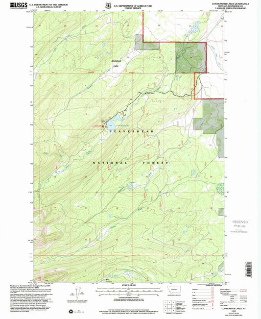 1997 Lower Miner Lakes, MT - Montana - USGS Topographic Map