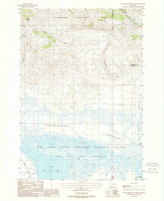 1988 Lower Red Rock Lake, MT - Montana - USGS Topographic Map