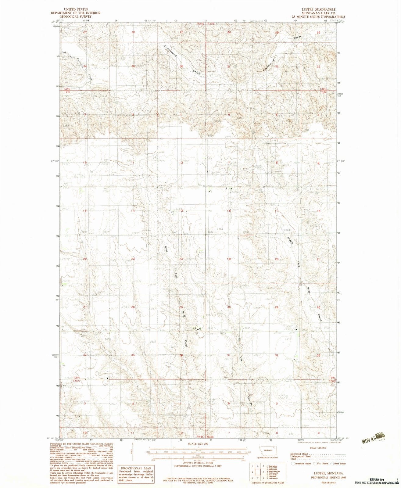 1983 Lustre, MT - Montana - USGS Topographic Map